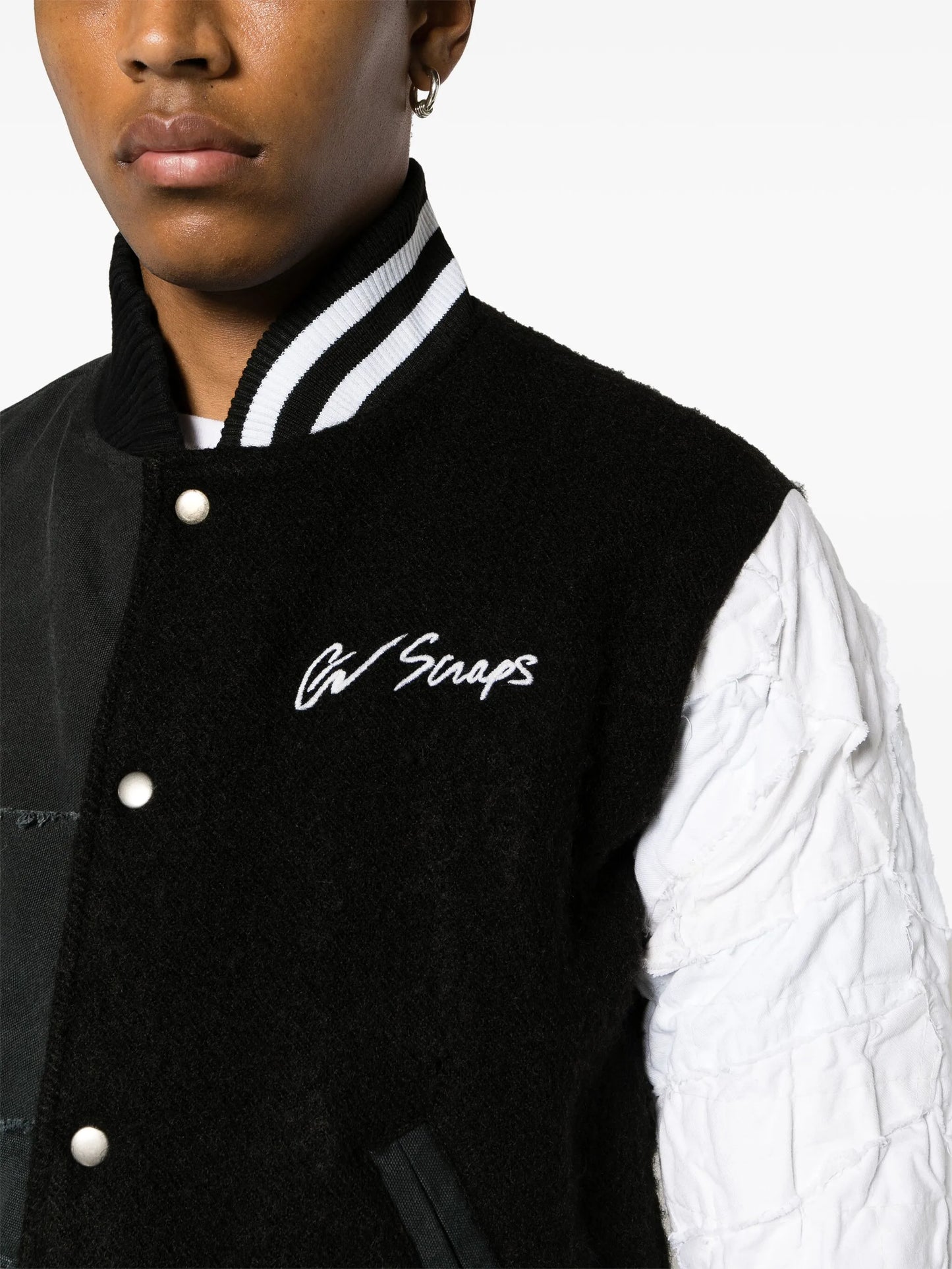 panelled wool-cotton bomber jacket