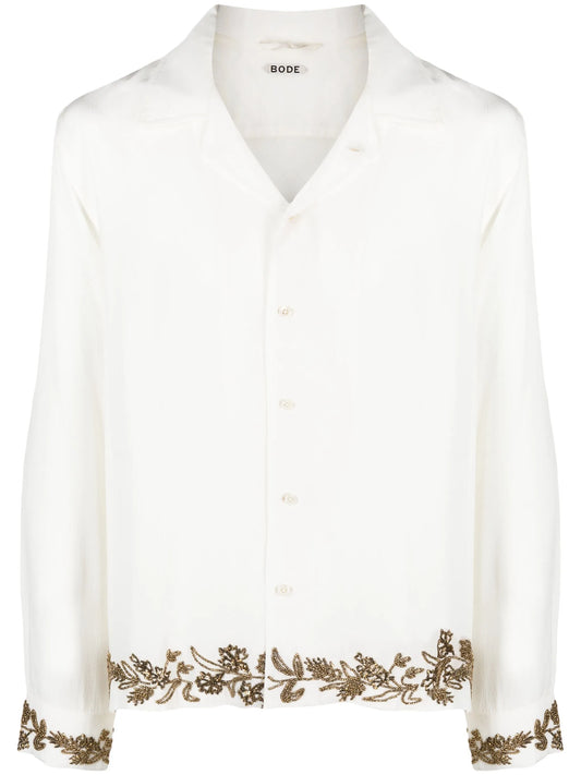 Wheat Flower beaded silk shirt