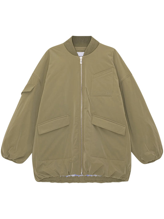oversized multiple-pocket bomber jacket