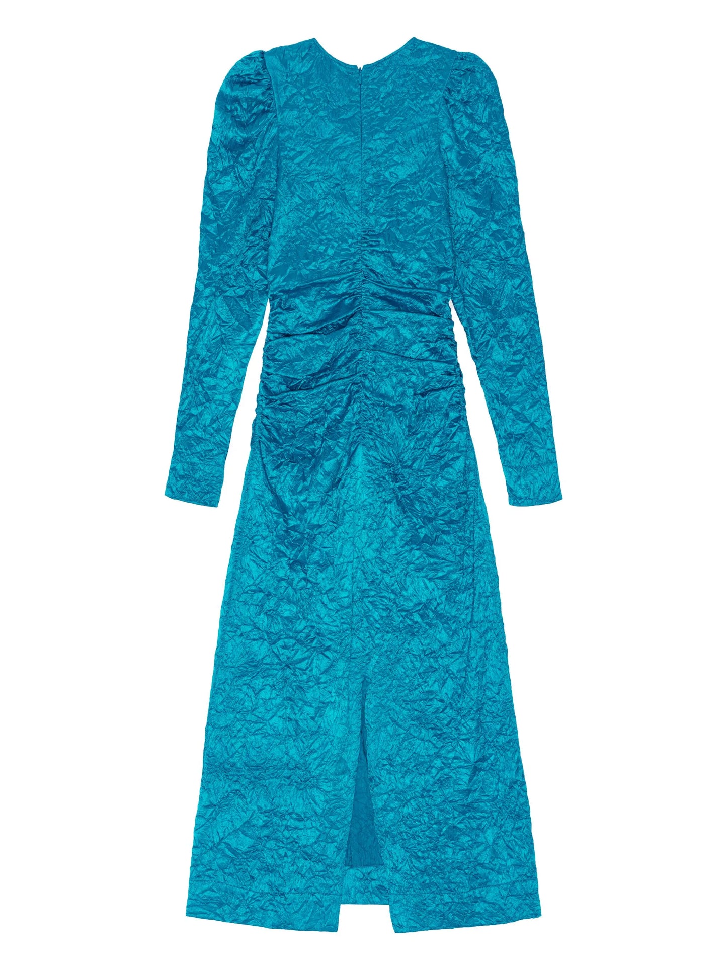 crinckled satin midi dress