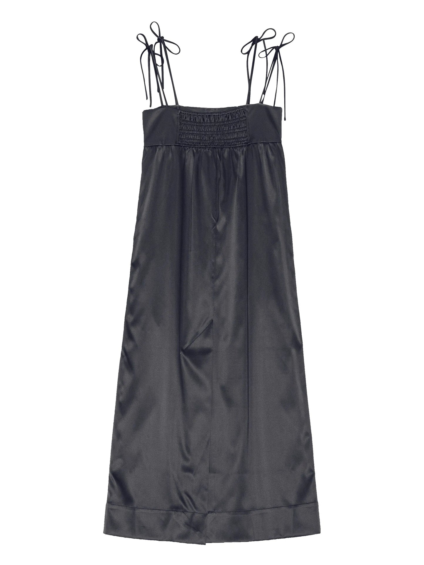 sleeveless satin maxi dress