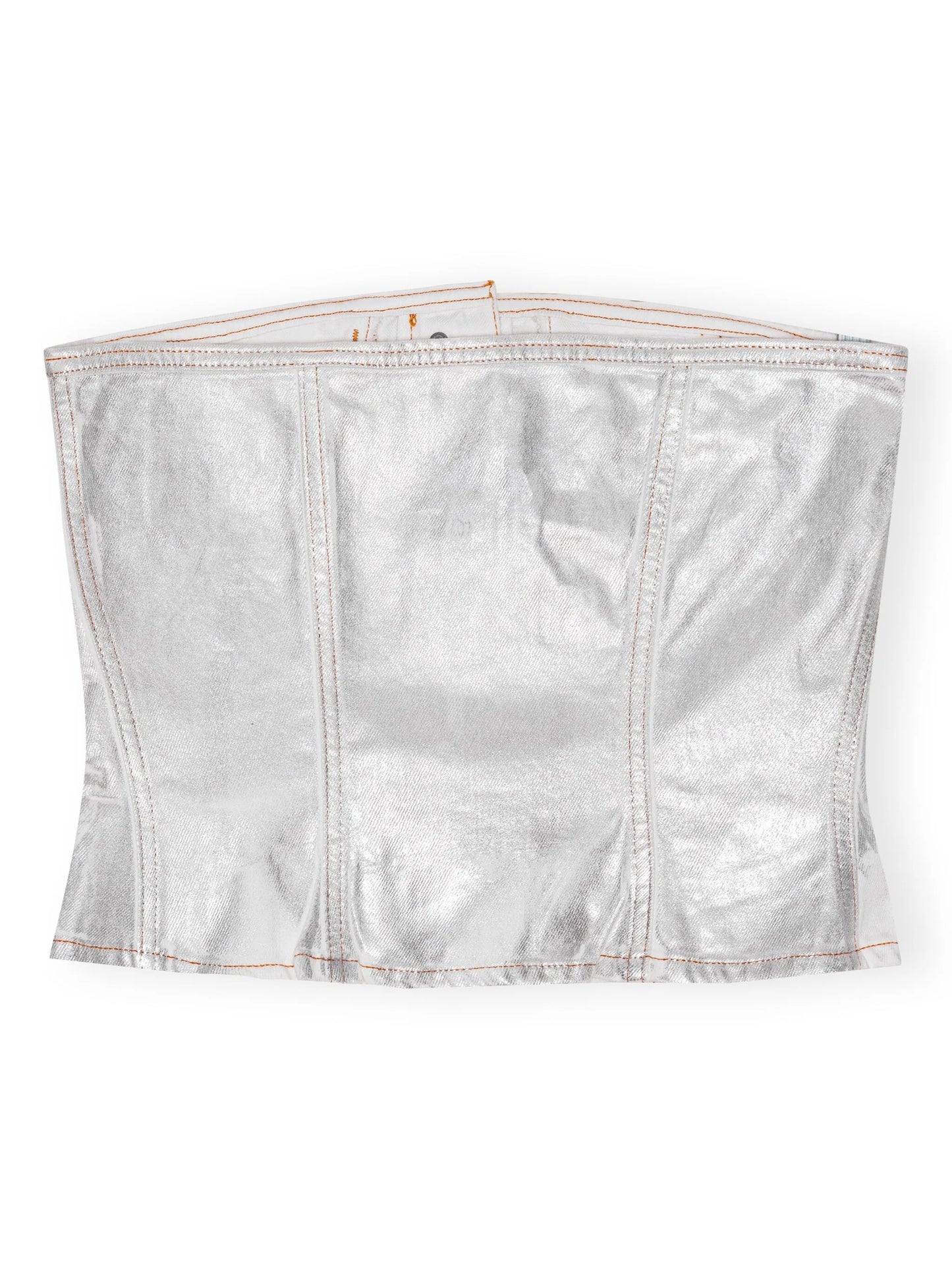 foiled-finish organic-cotton denim top