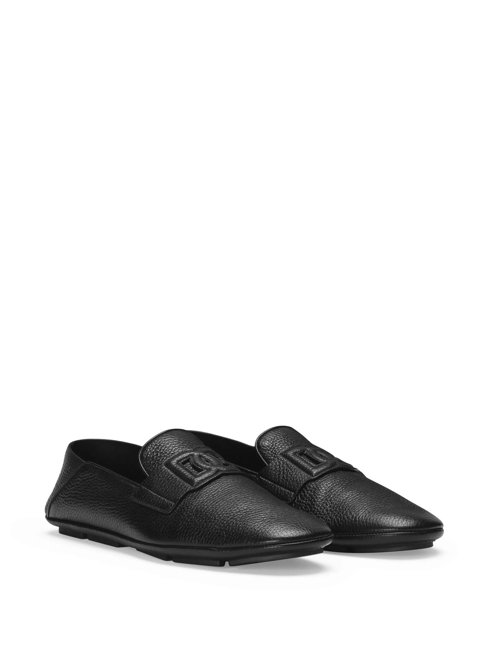 logo-appliqué leather loafers