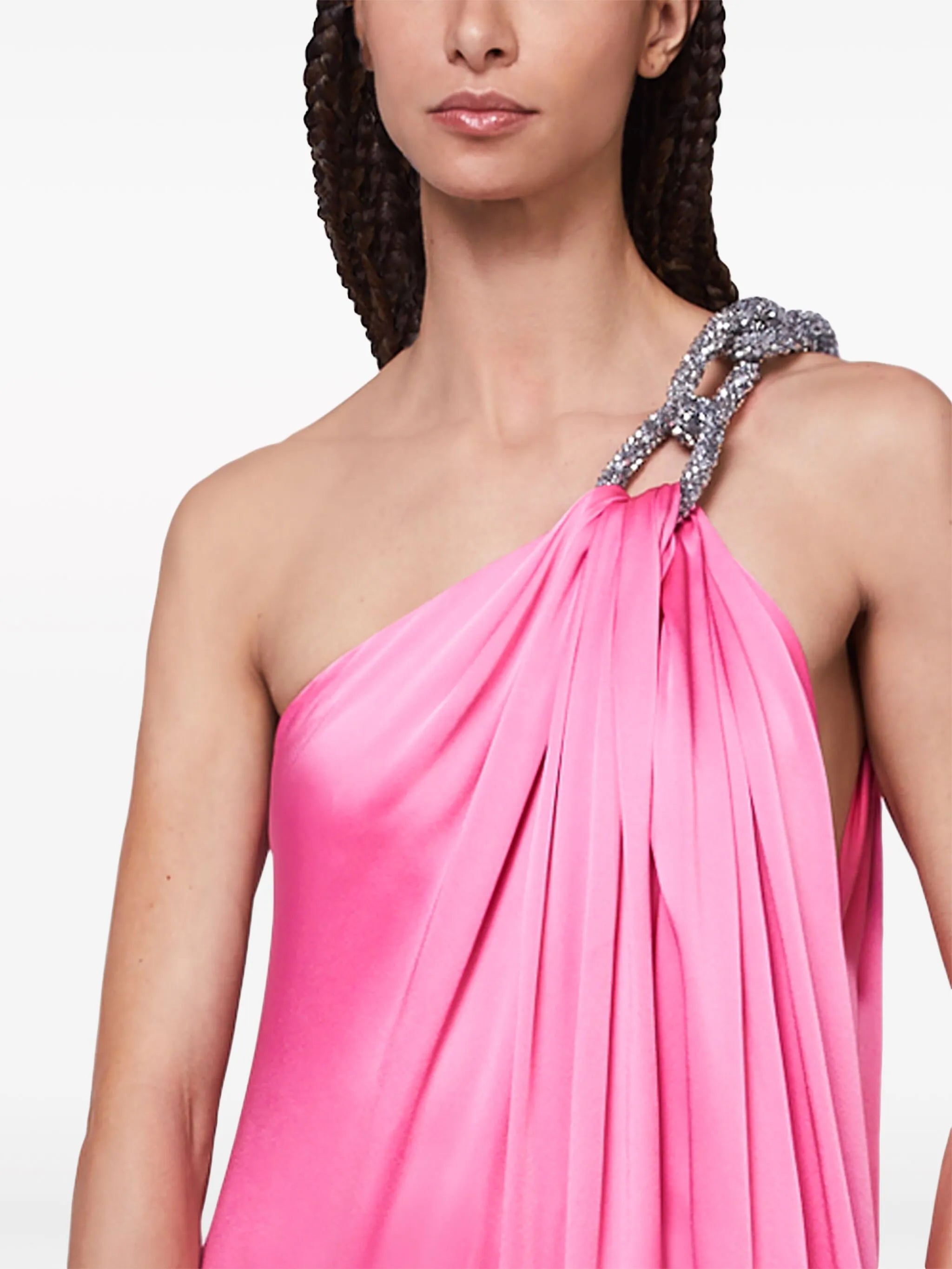Falabella crystal-embellished satin gown