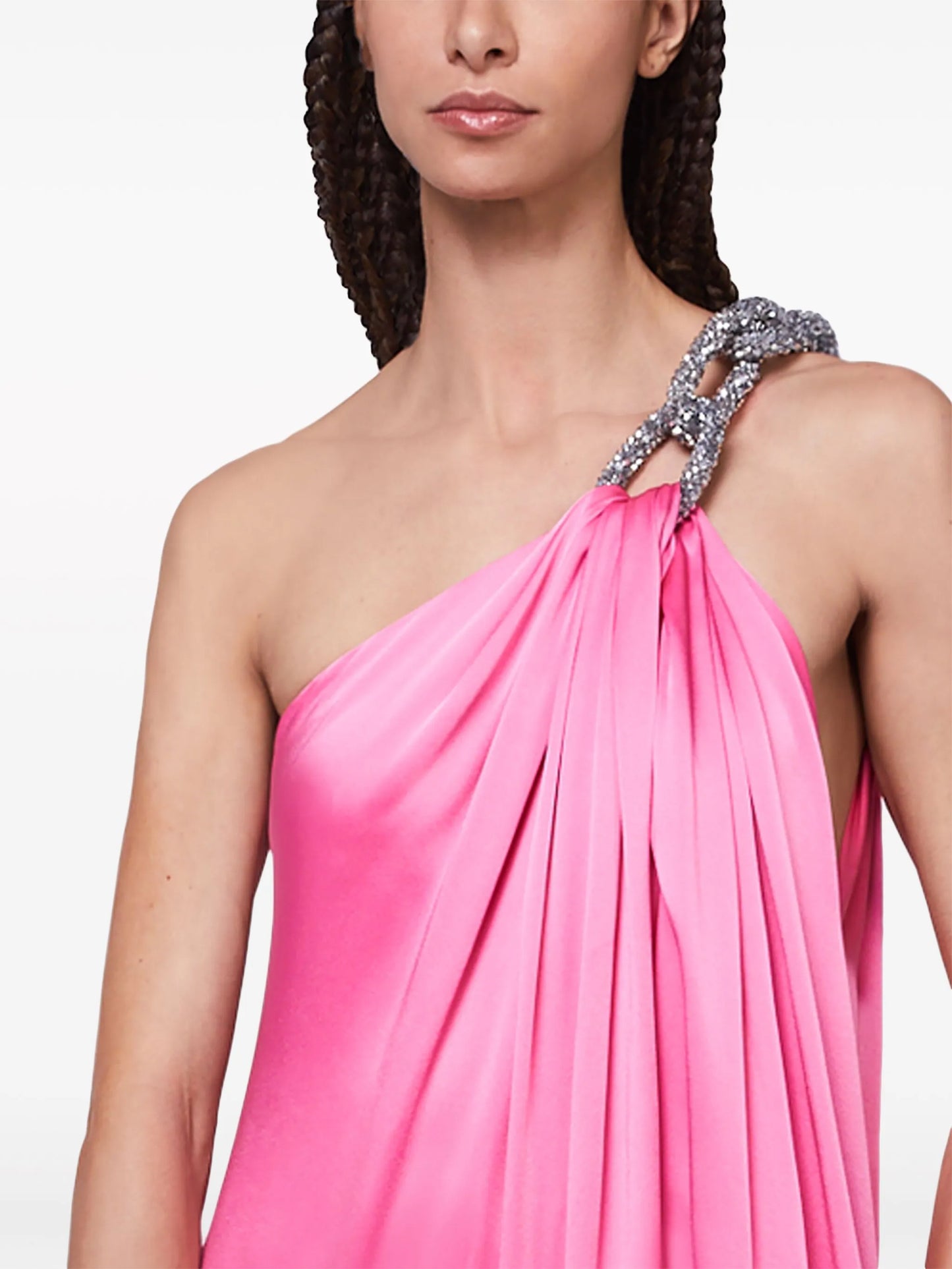 Falabella crystal-embellished satin gown