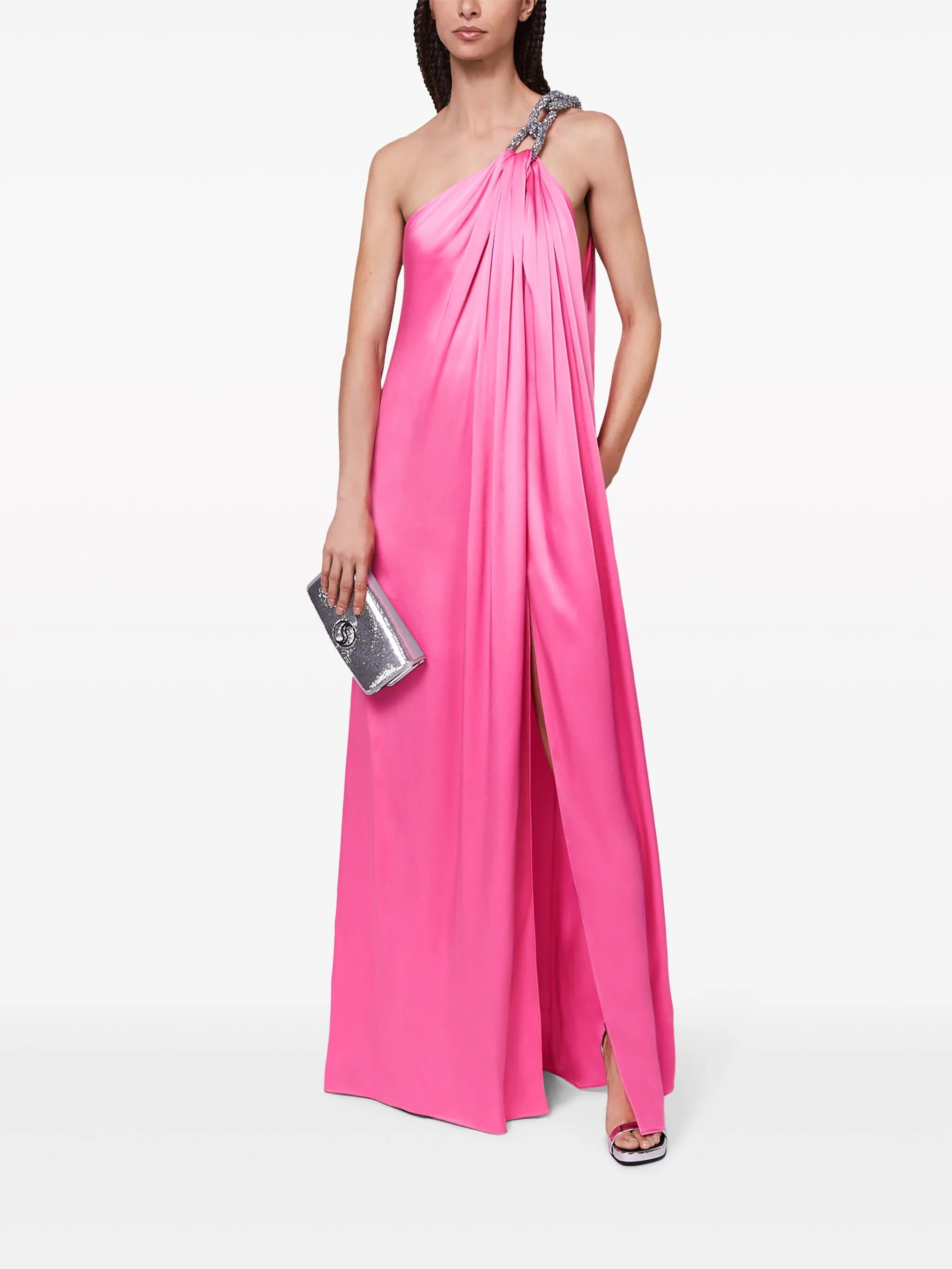 Falabella crystal-embellished satin gown