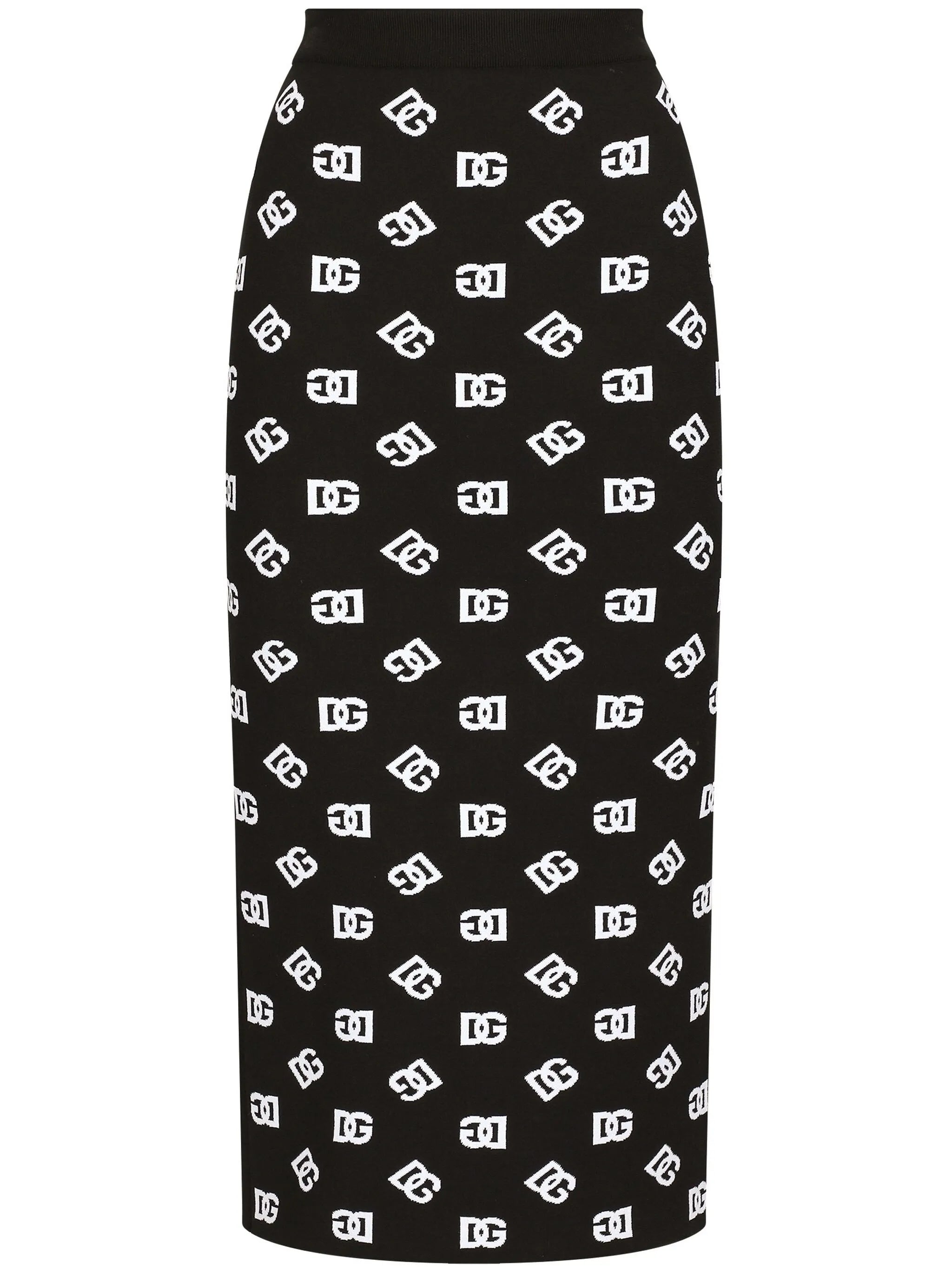 logo-jacquard knitted midi skirt