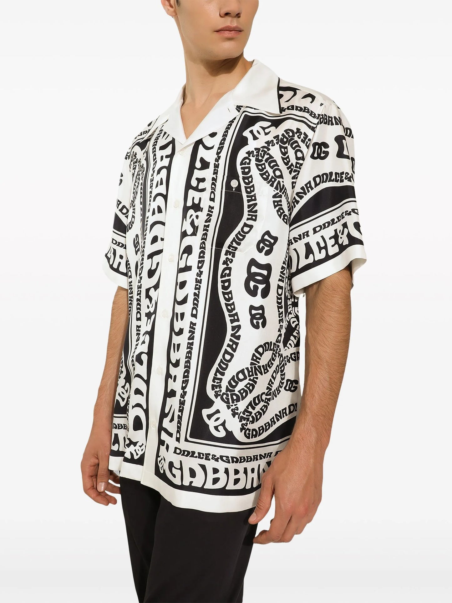 Marina-print silk twill shirt