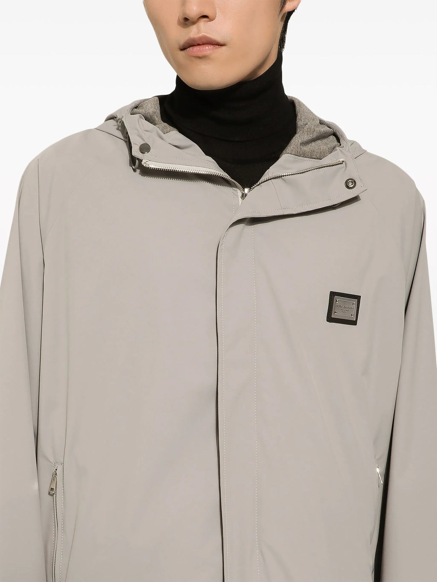 logo-plaque hooded jacket