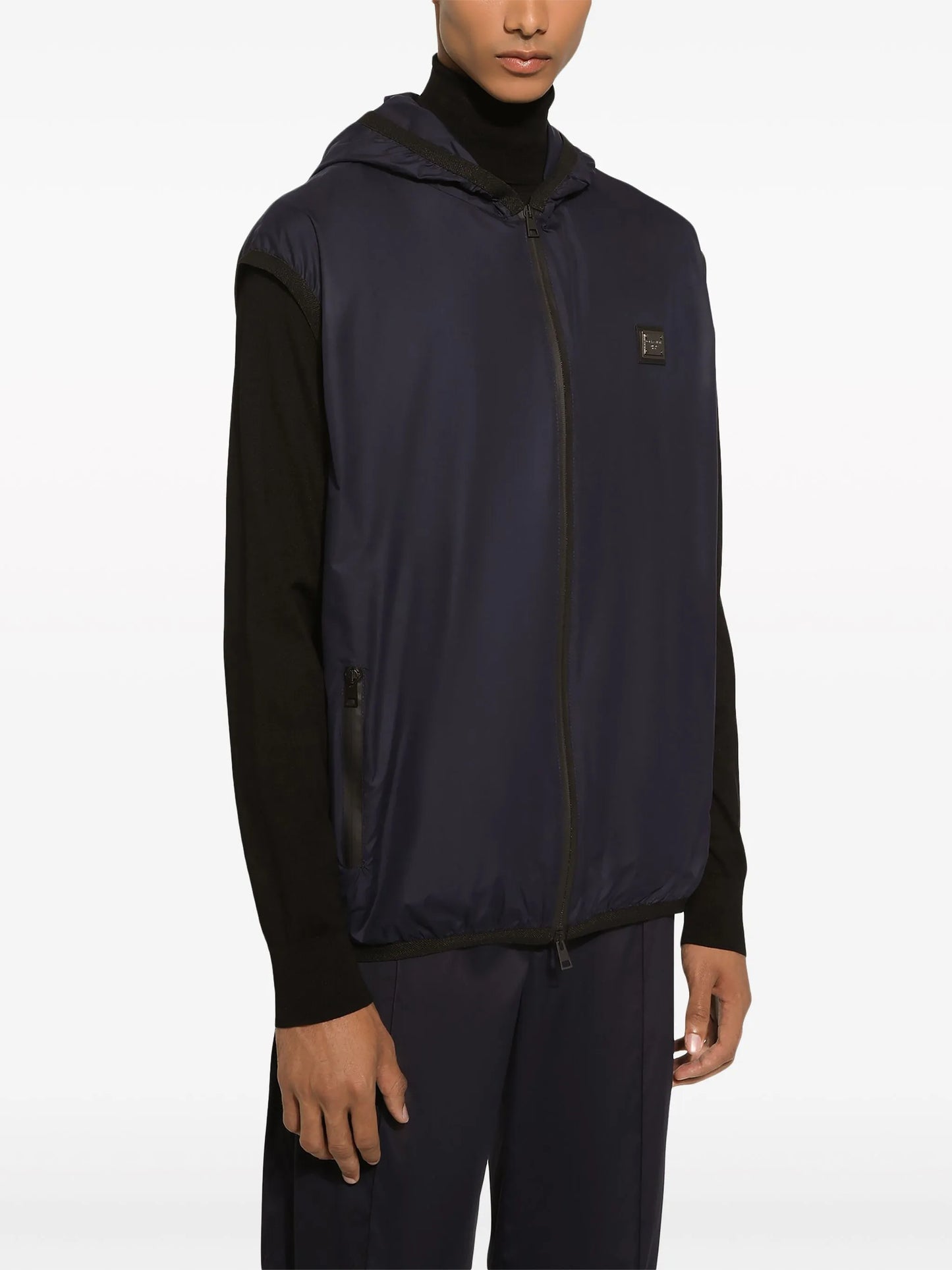 logo-plaque hooded gilet