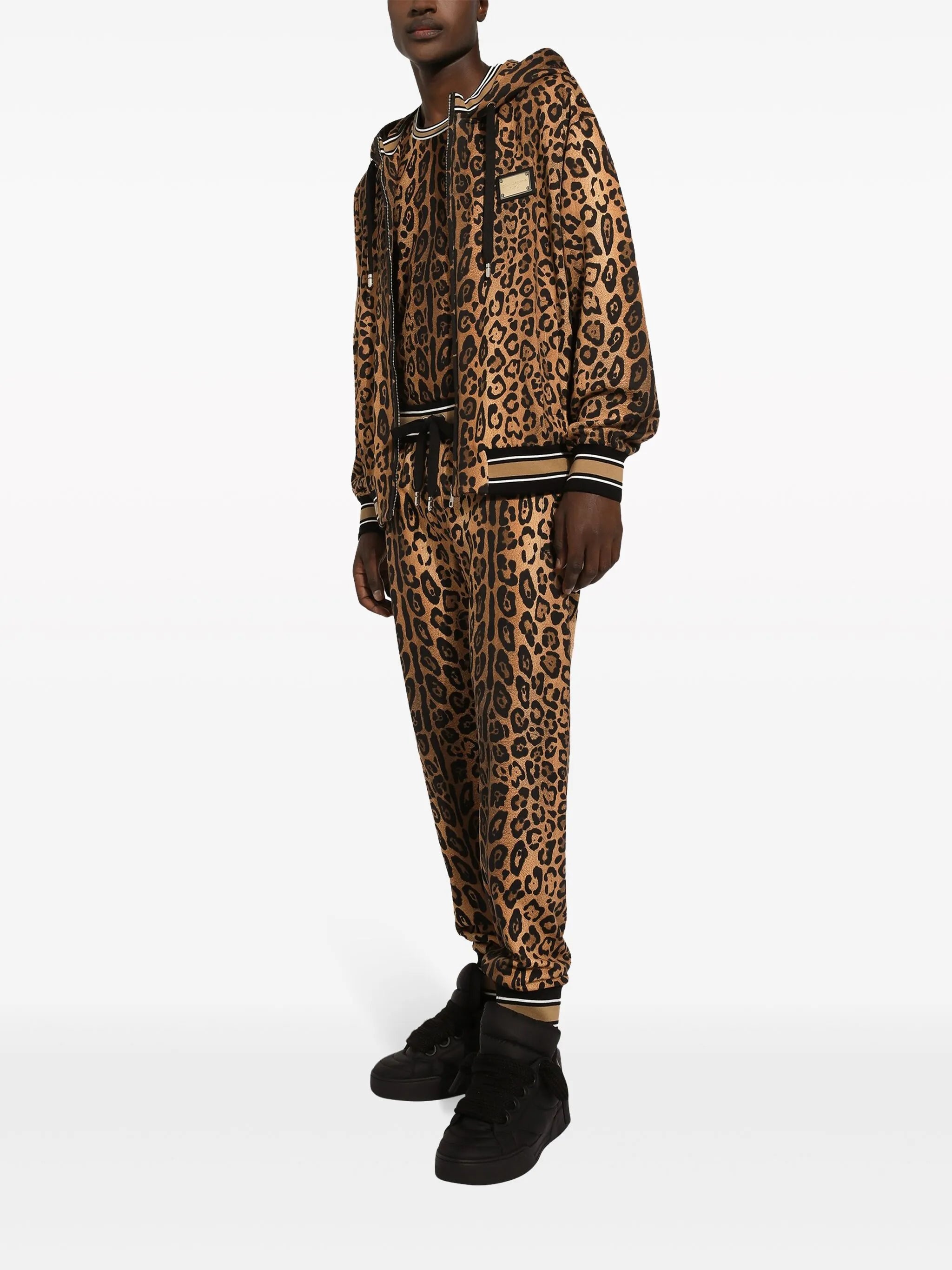 leopard-print cotton hoodie