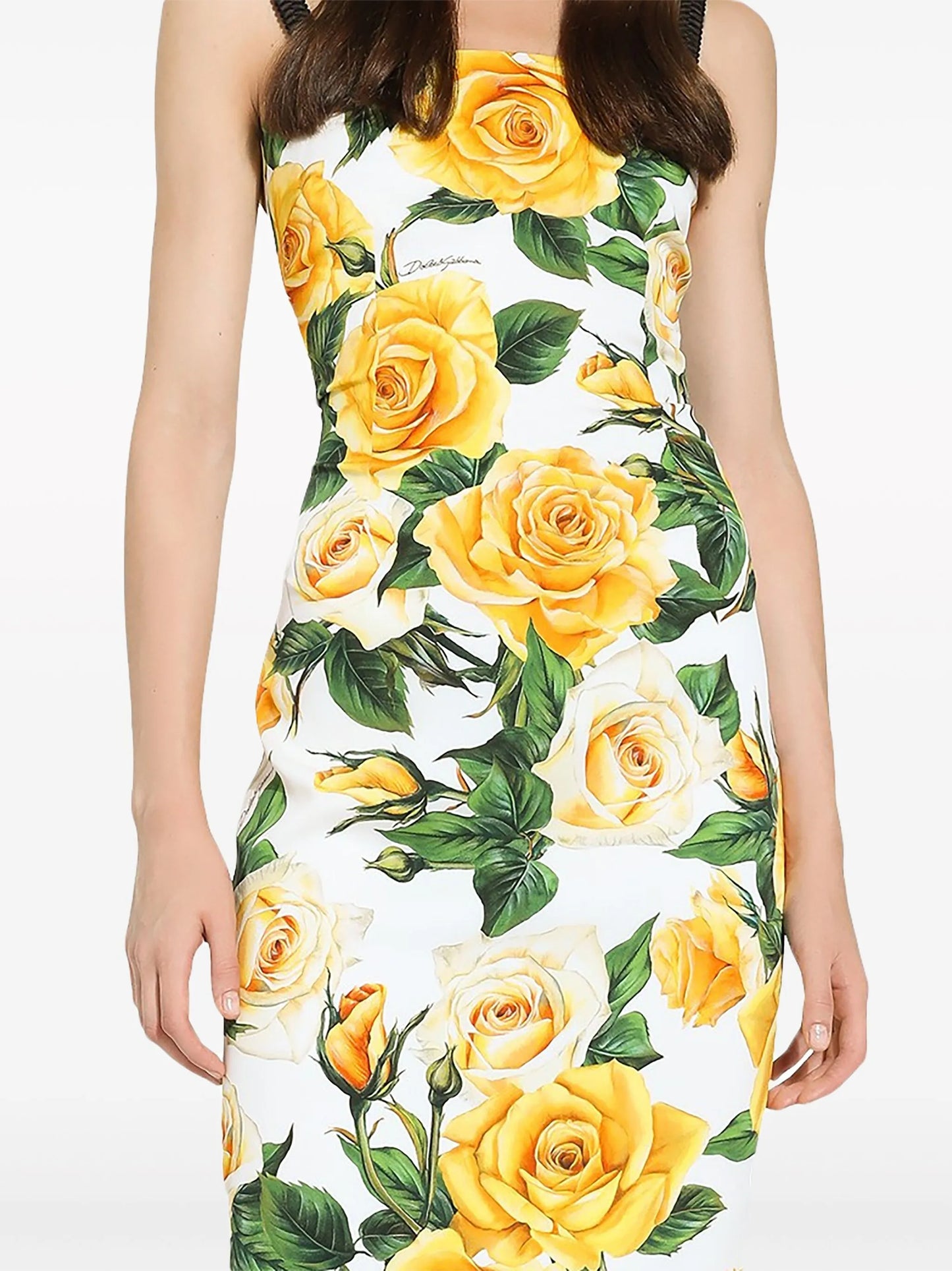 rose-print silk-blend midi dress