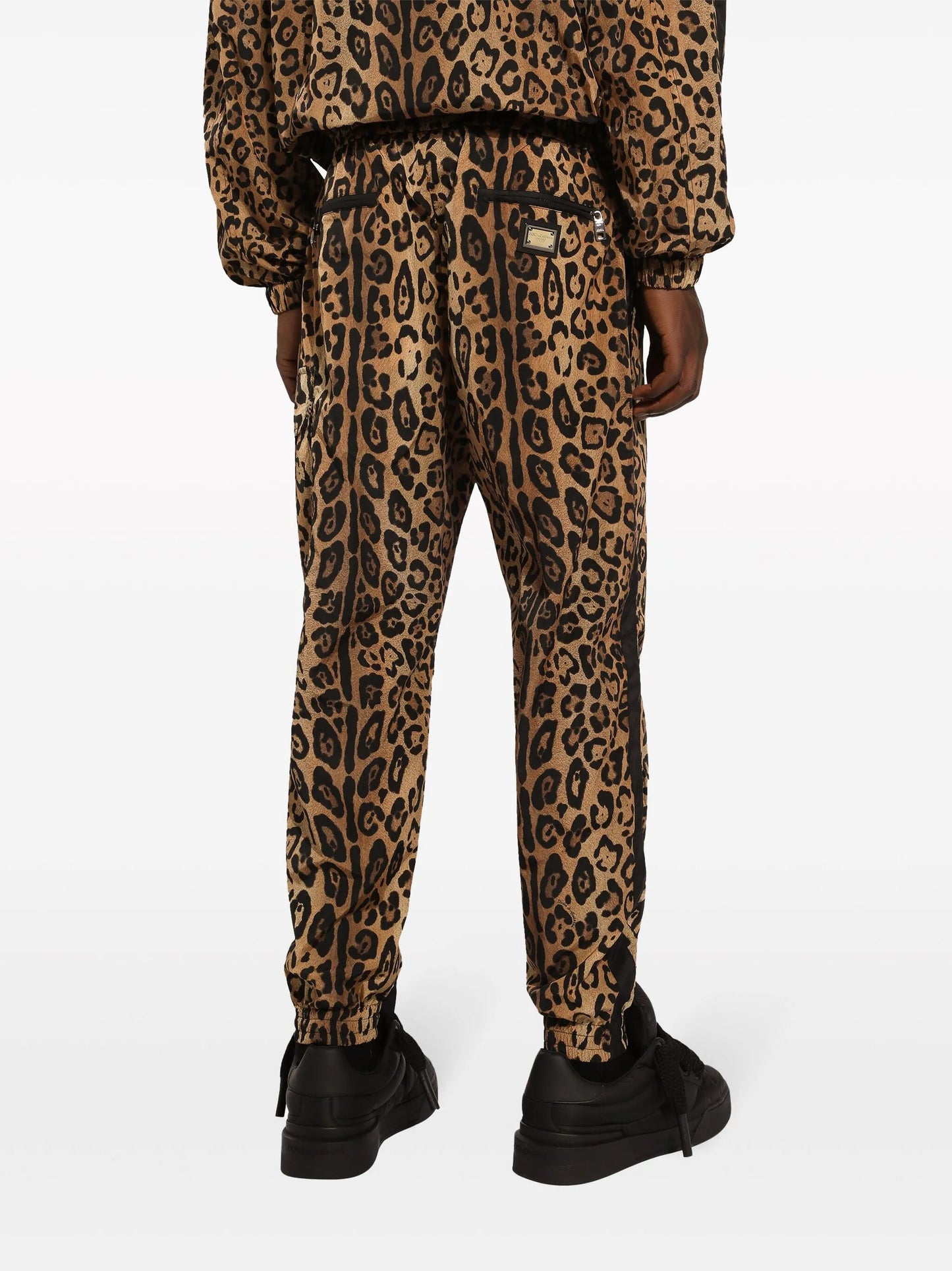 leopard-print track pants