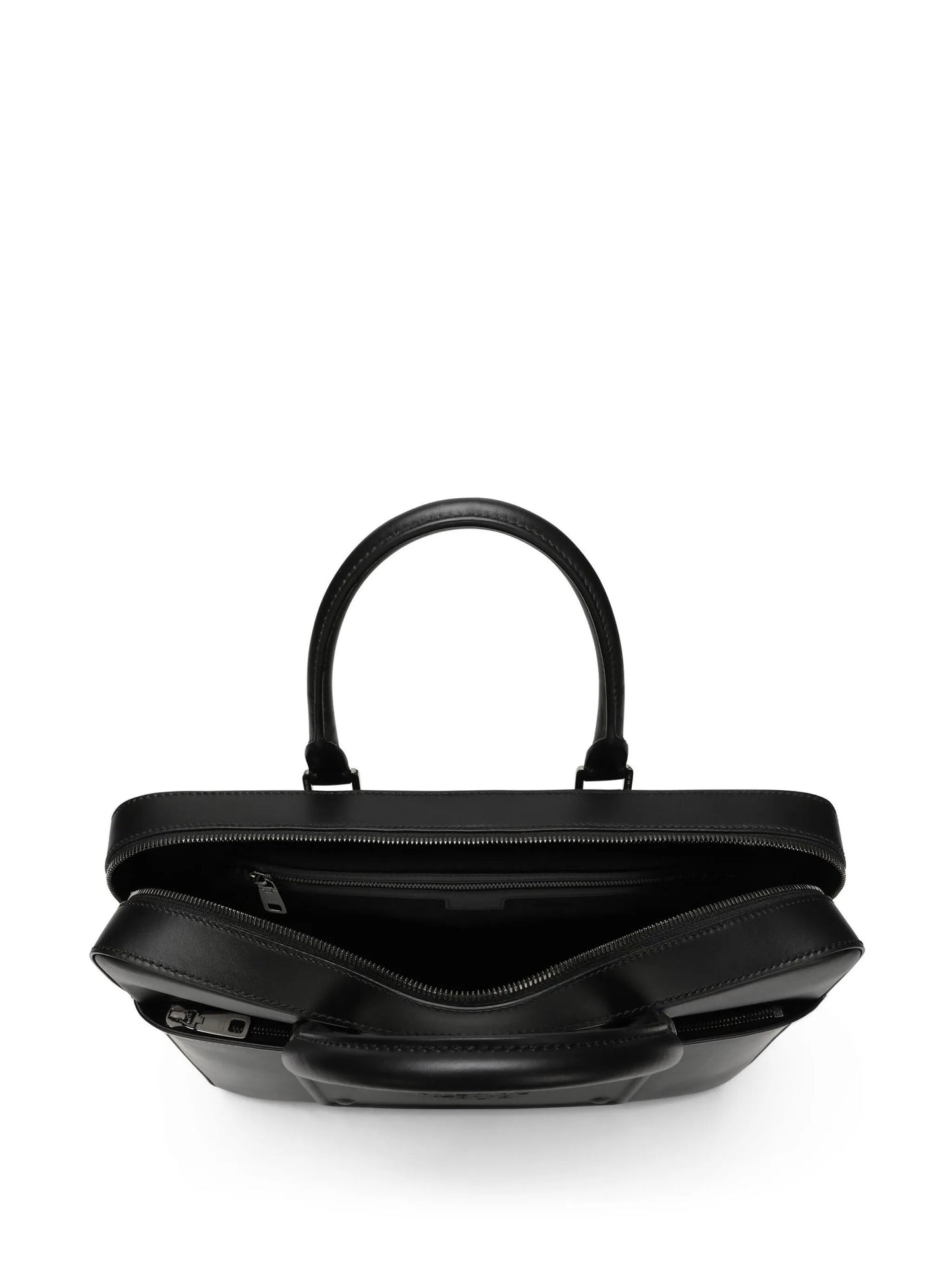 logo-embossed leather laptop bag