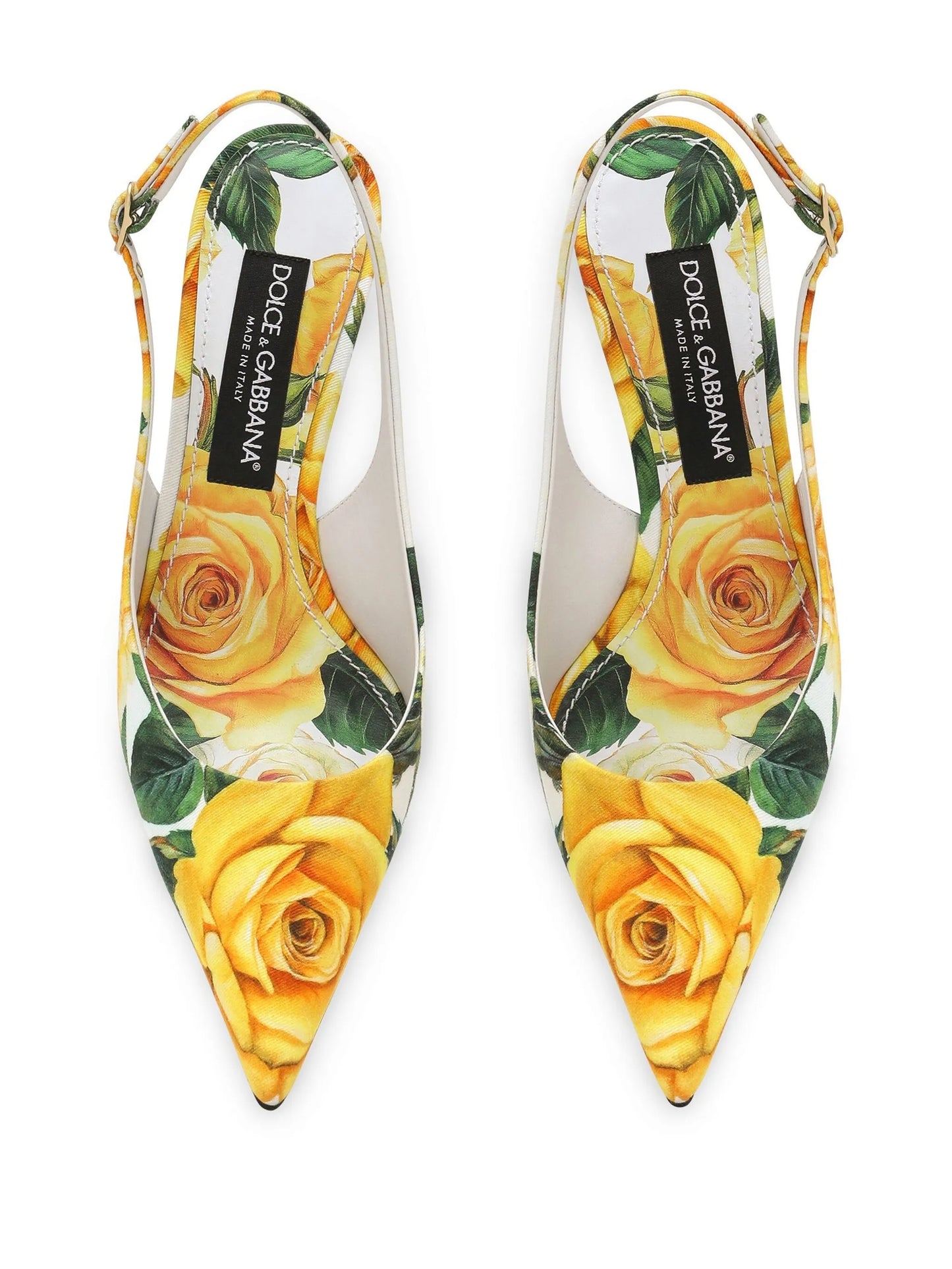 floral-print leather slingback pumps