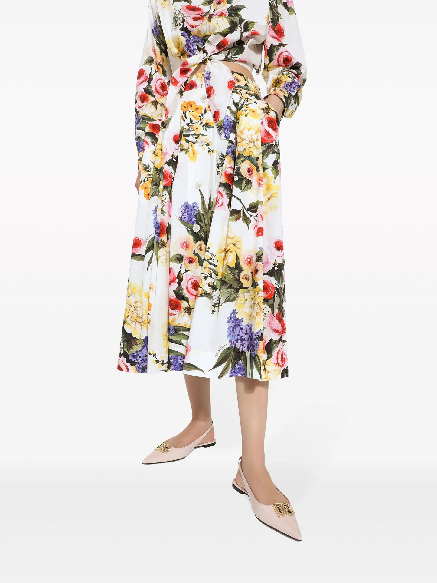 floral-print midi skirt