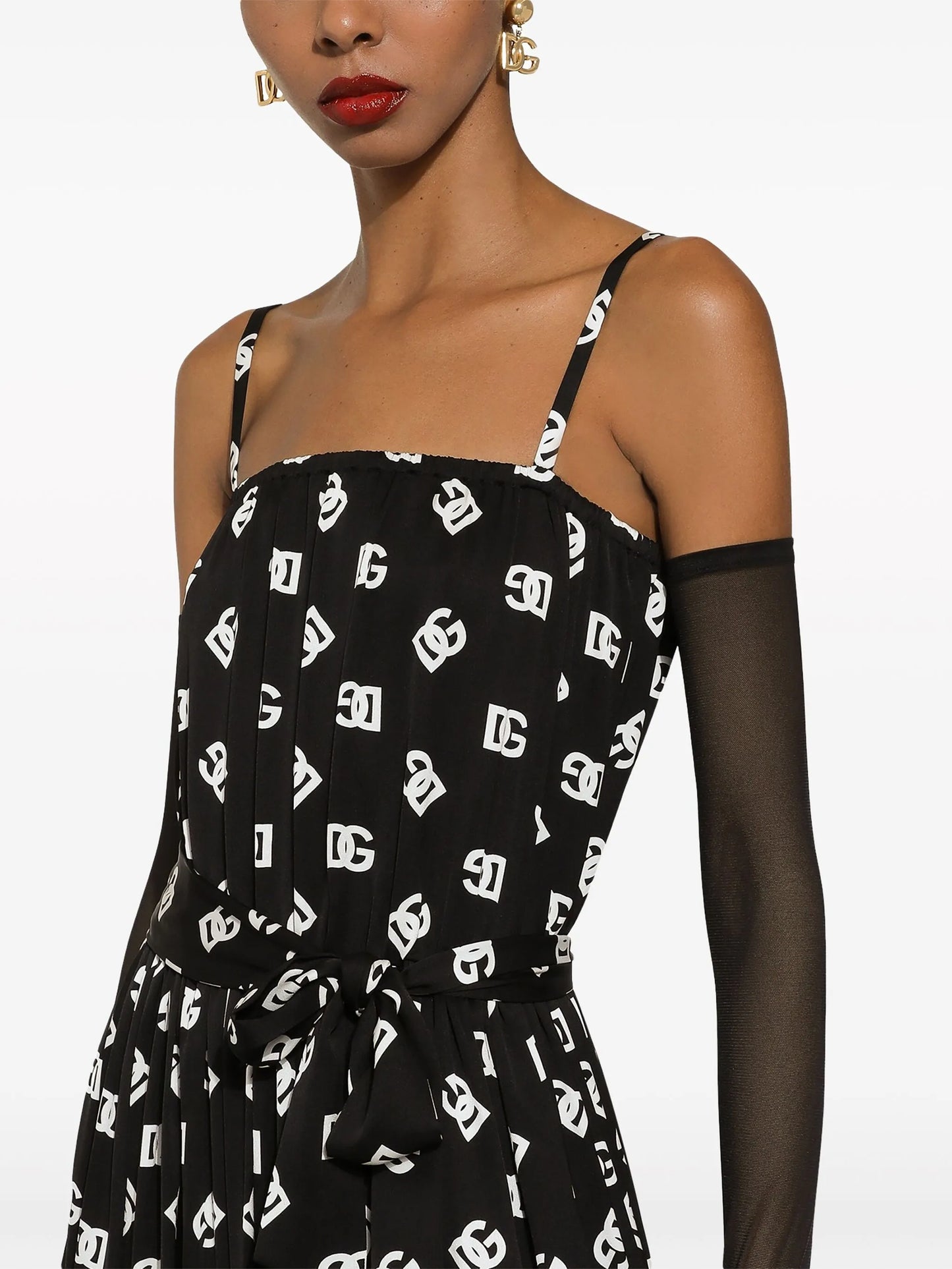 DG-print pleated dress