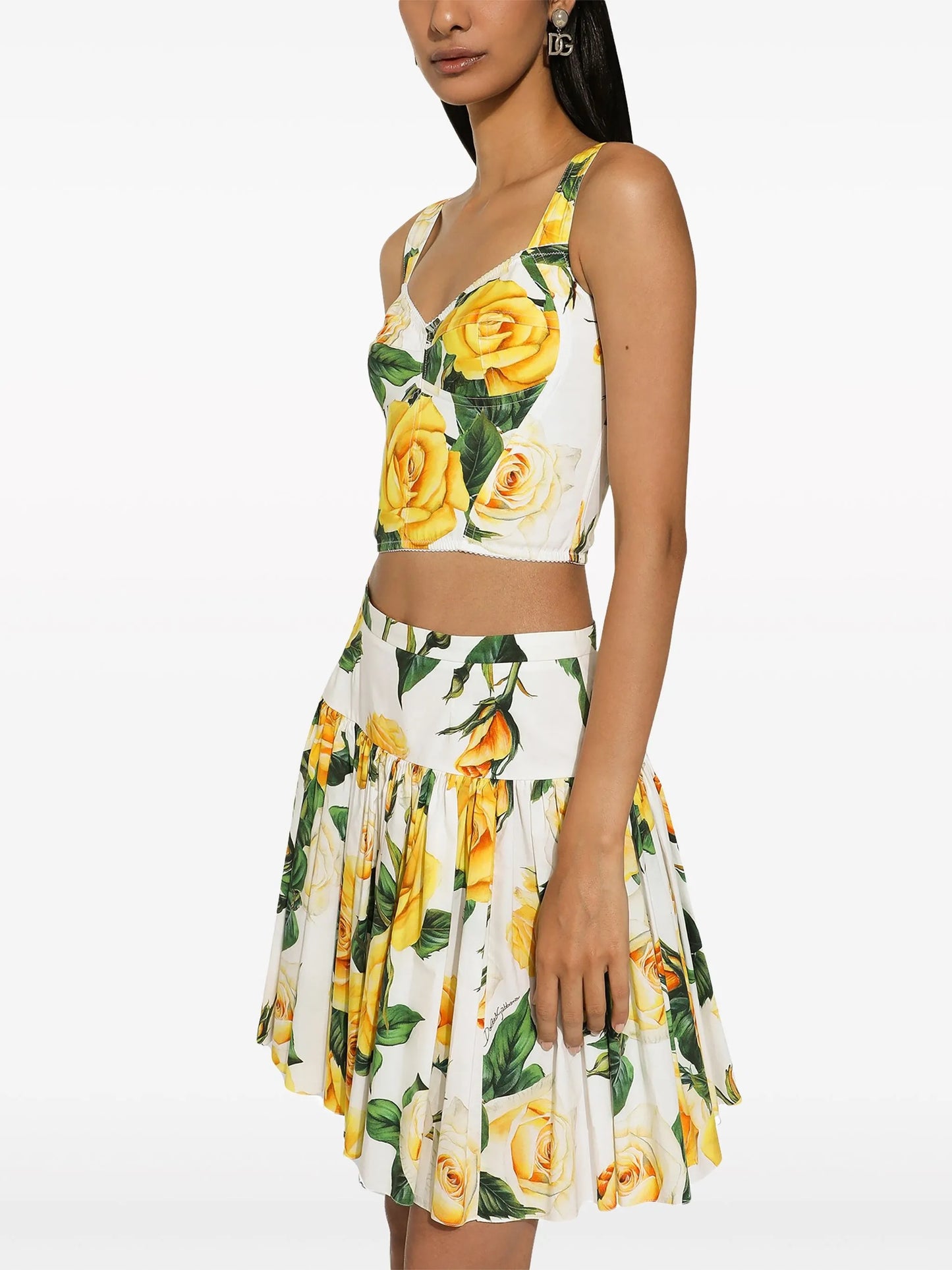 rose-print corset top