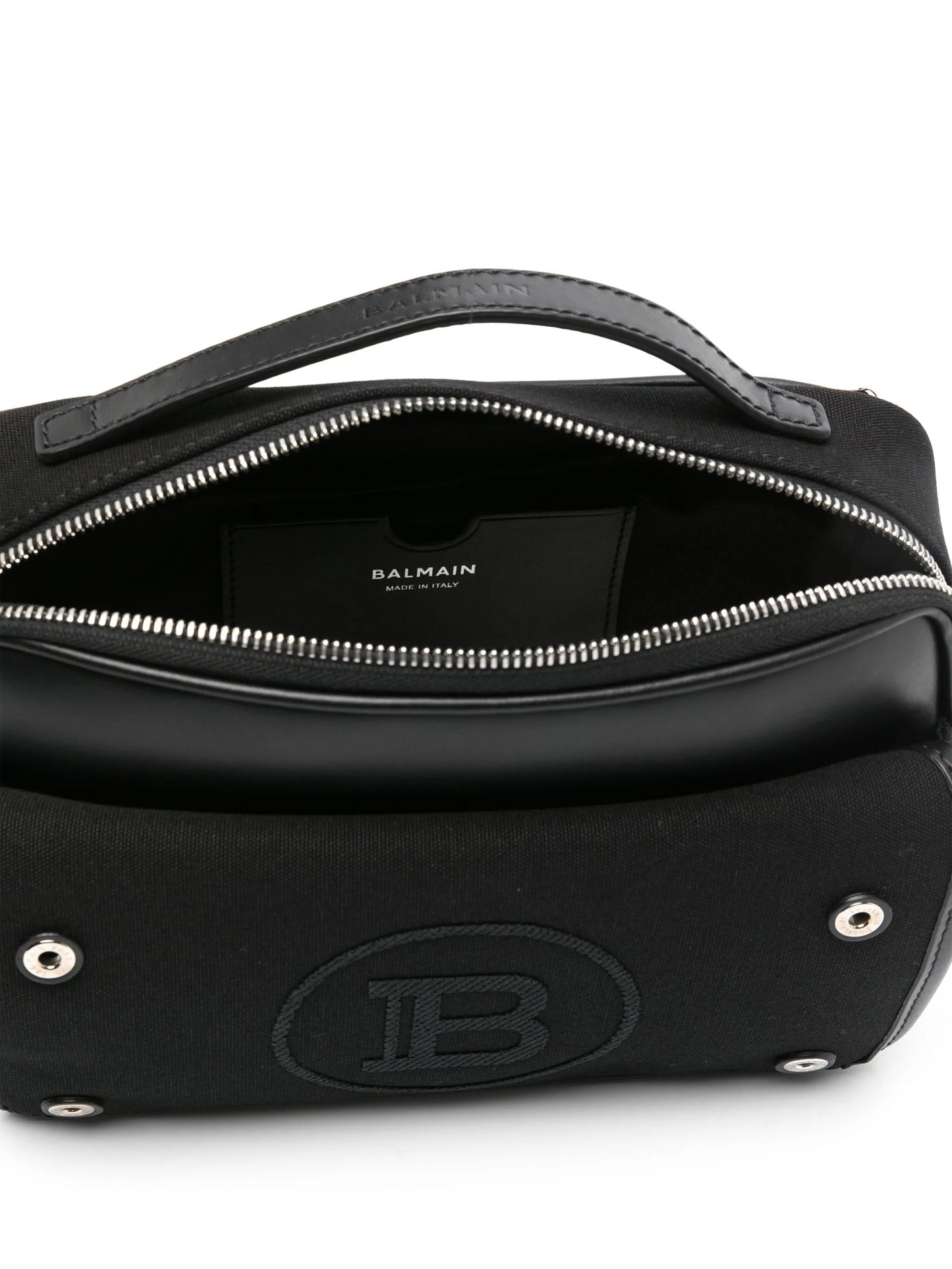 logo-embroidered leather shoulder bag