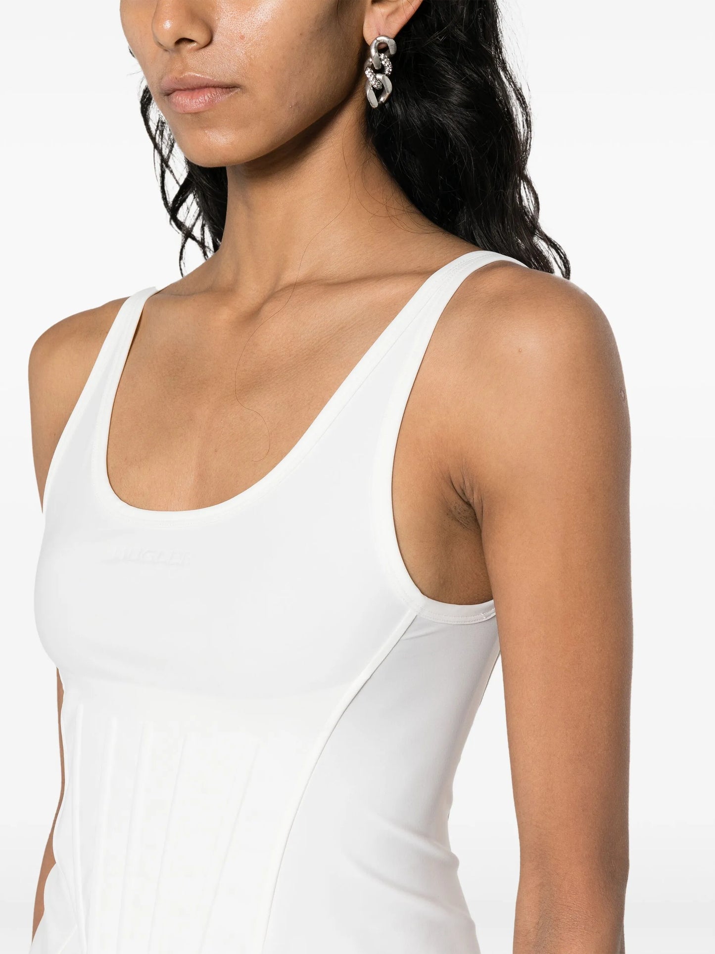 logo-embossed corset tank top
