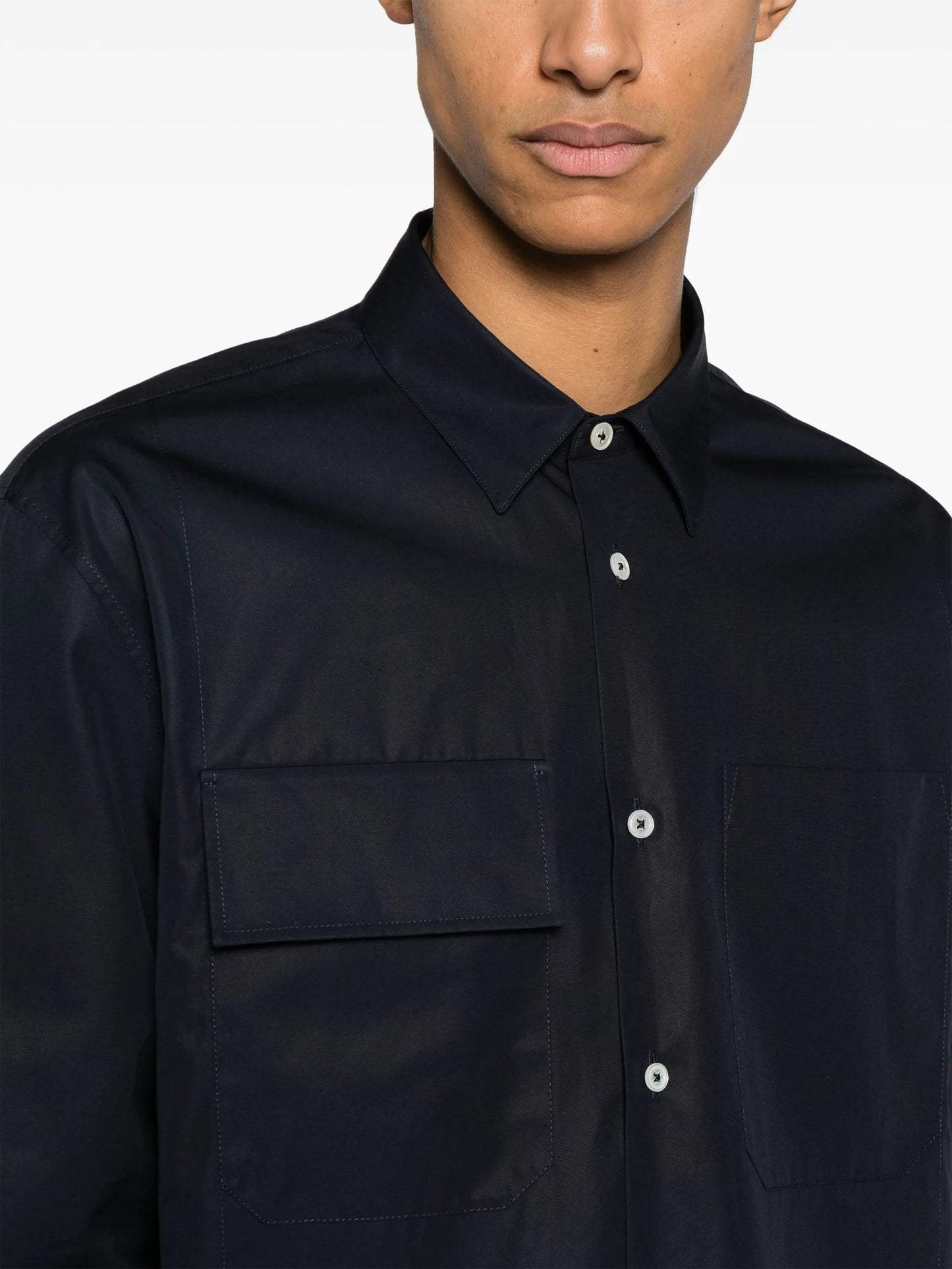 pointed-collar organic cotton shirt