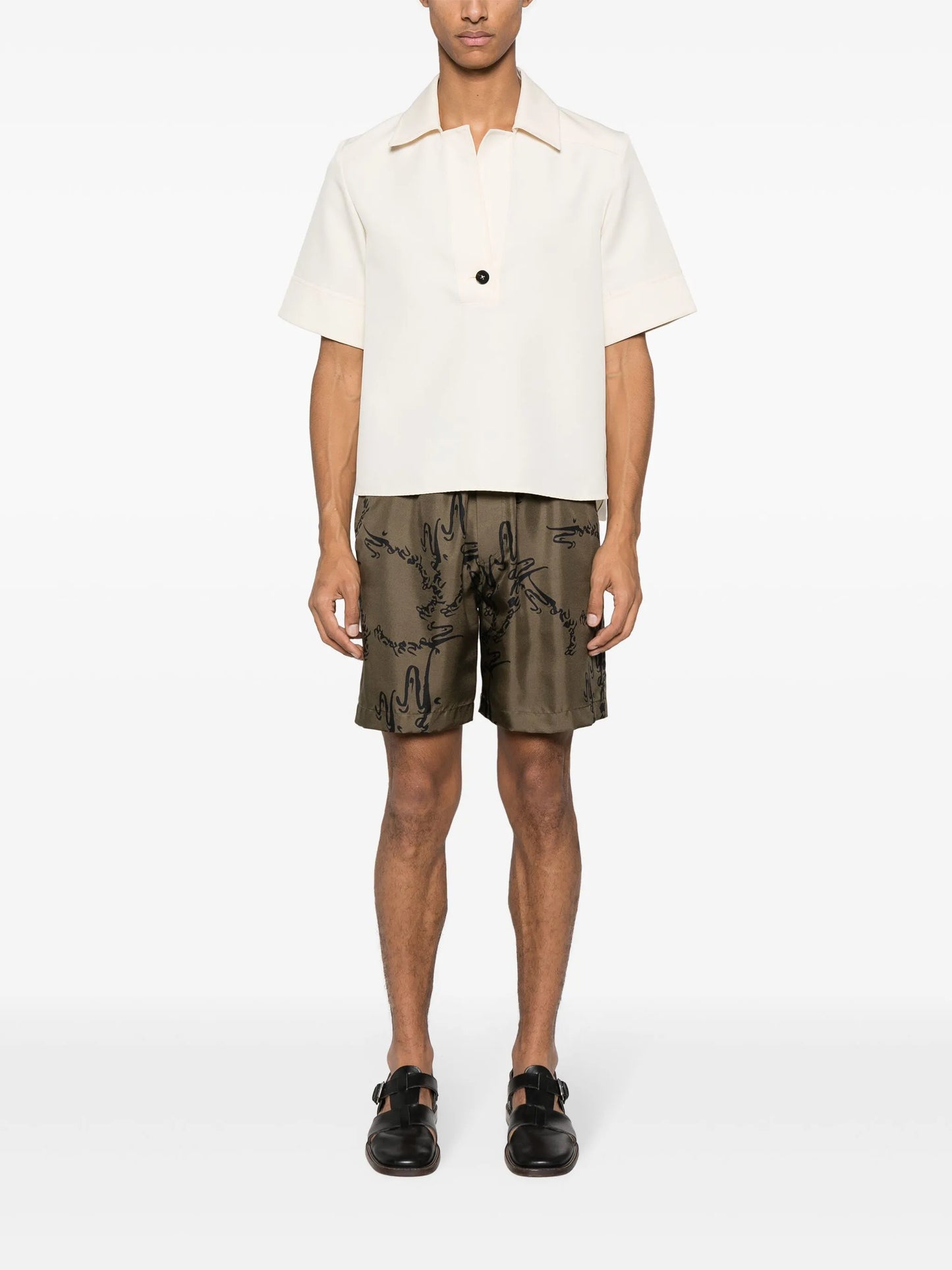 abstract-print silk shorts