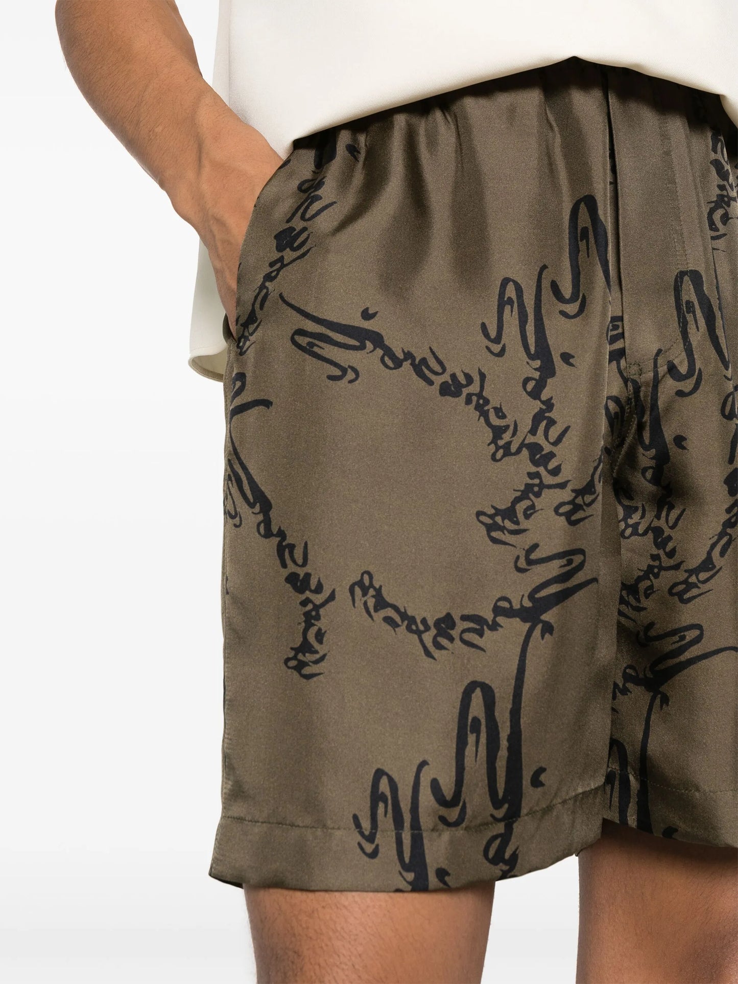 abstract-print silk shorts