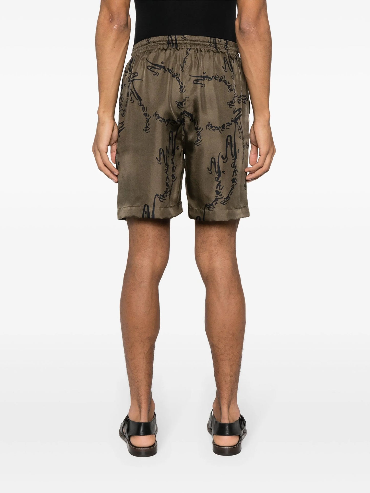 abstract-print silk shorts