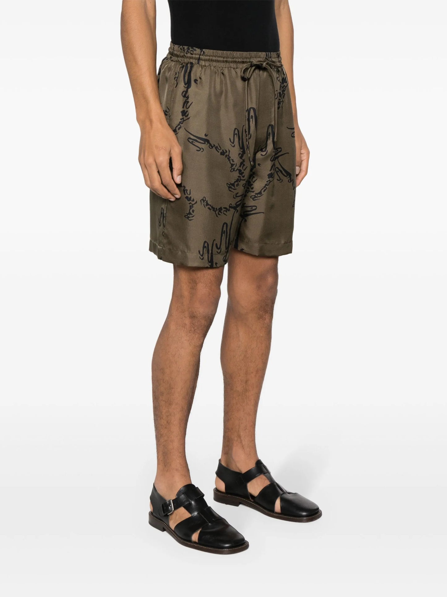 abstract-print silk shorts