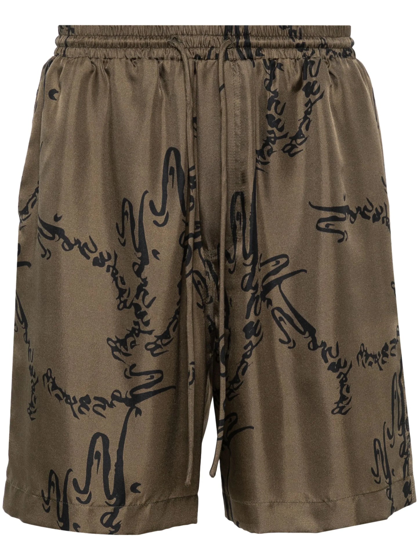 abstract-print silk shorts