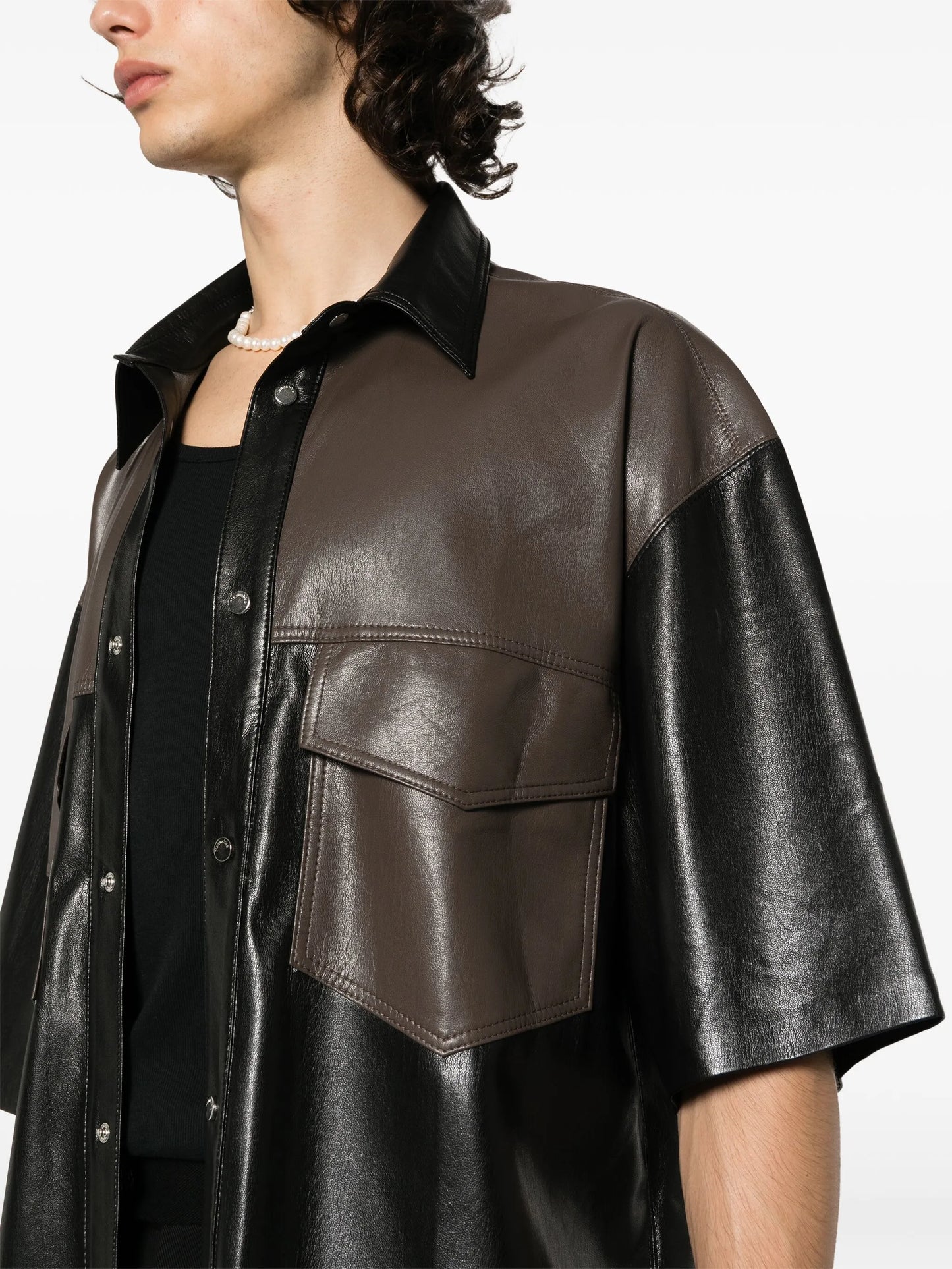 Mance faux-leather shirt