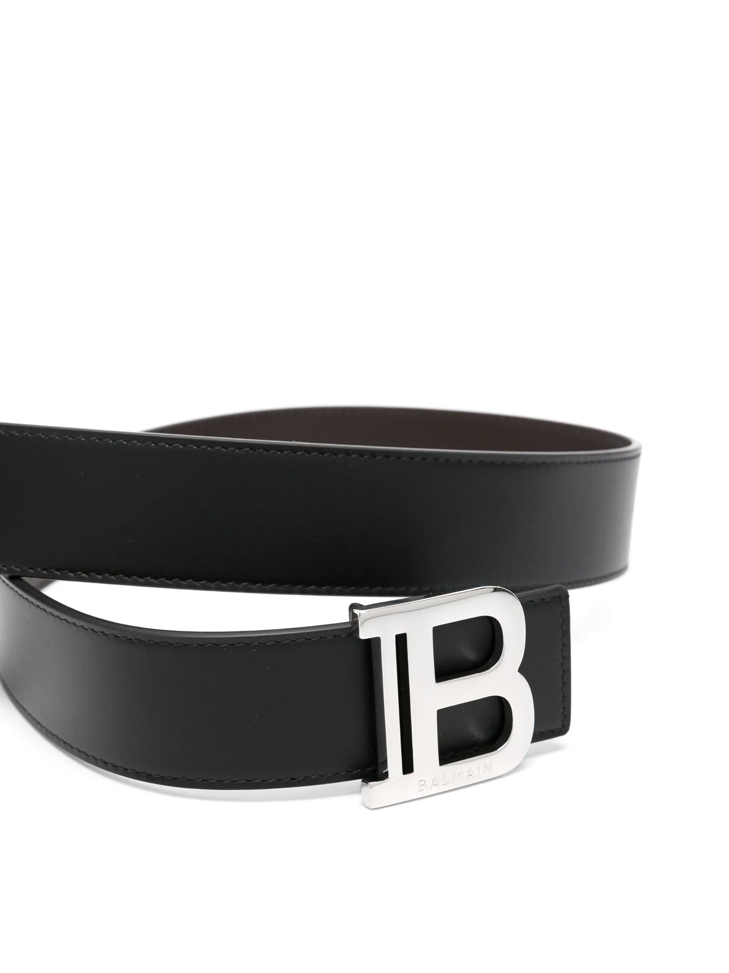 logo-plaque leather belt