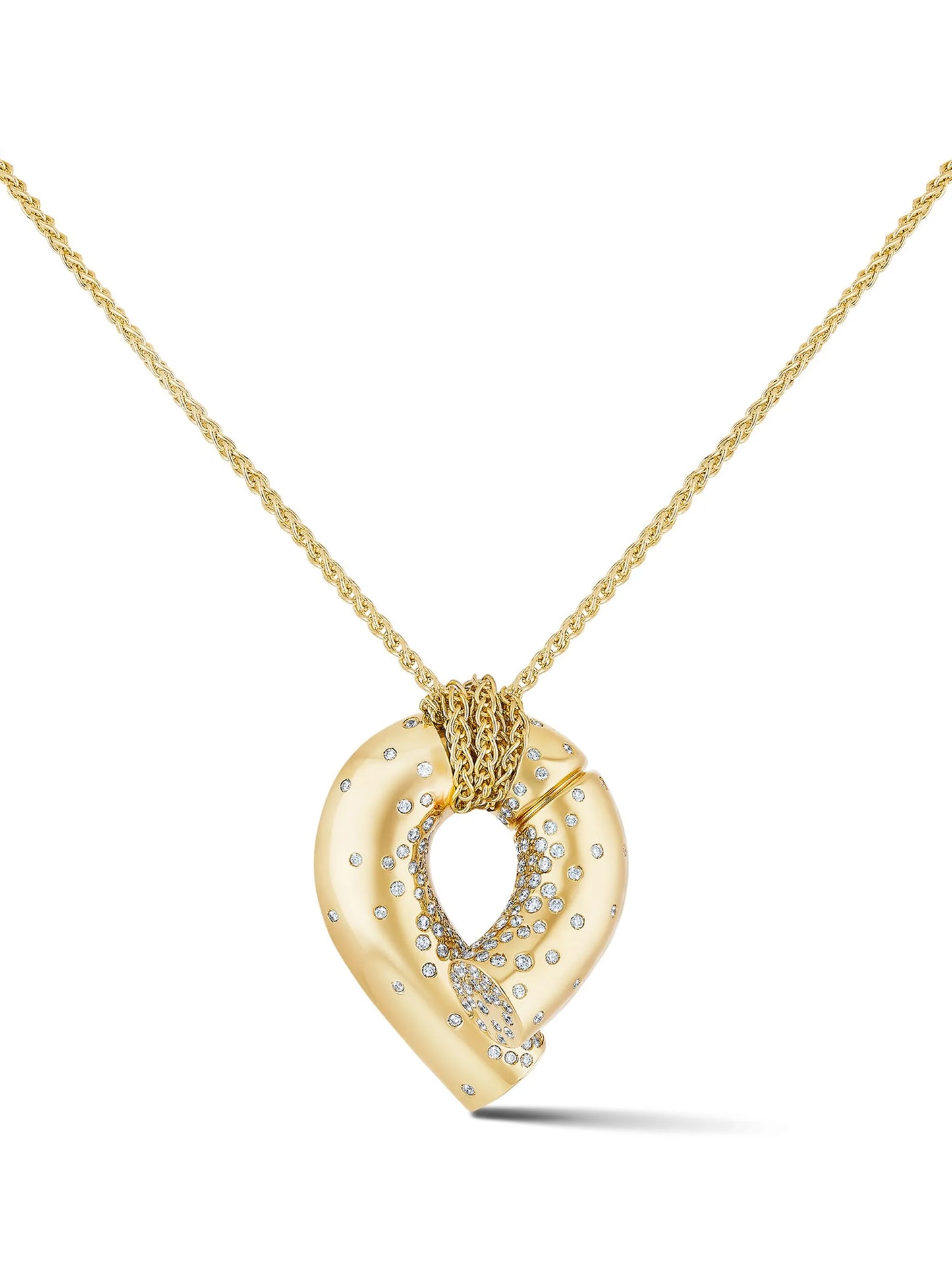 18kt yellow gold large Oera diamond pendant necklace