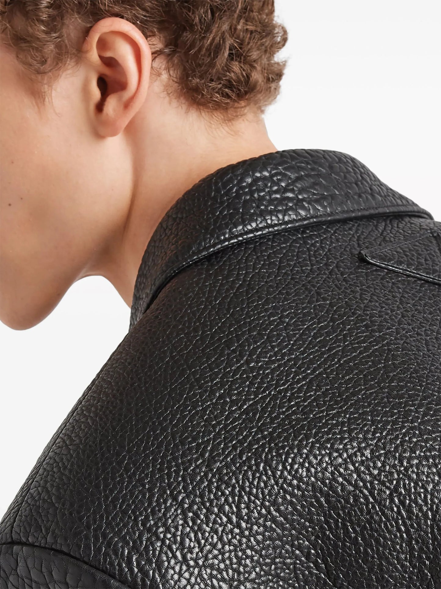 single-breasted leather jacket