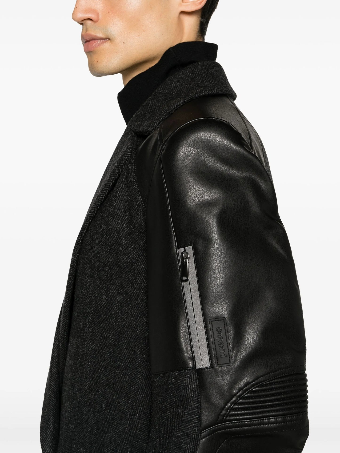 Hybrid tailored chevron coat