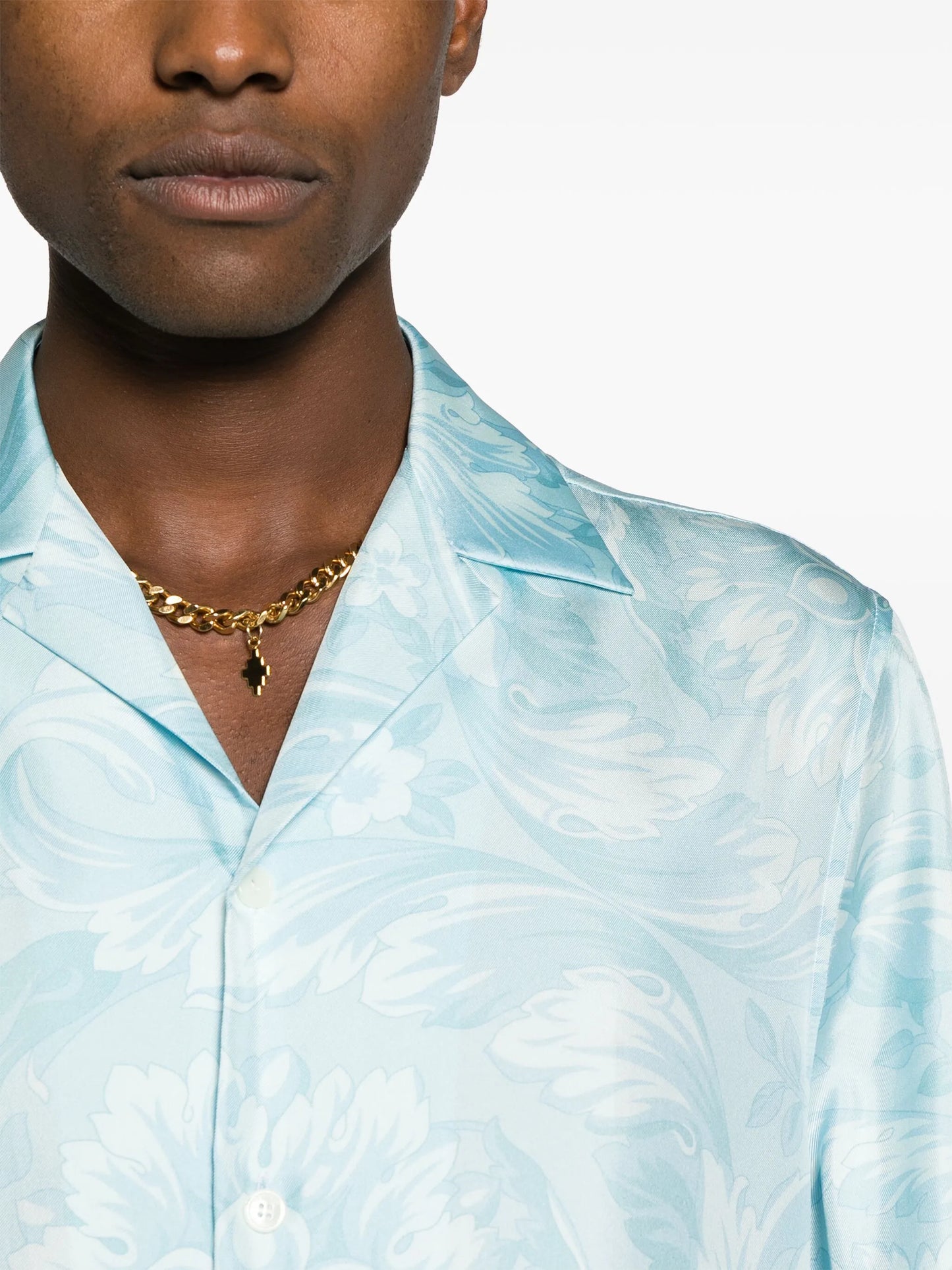 Barocco-print silk shirt