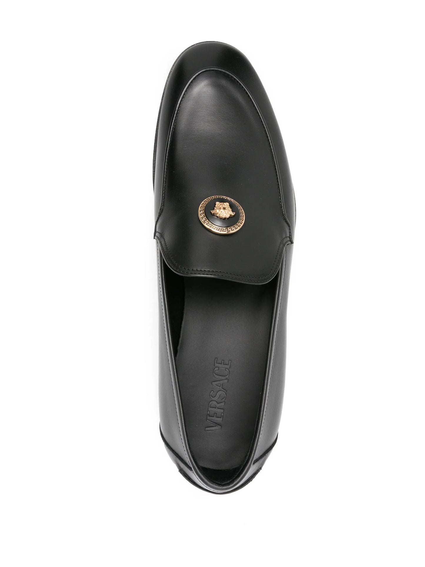 Medusa-plaque leather loafers