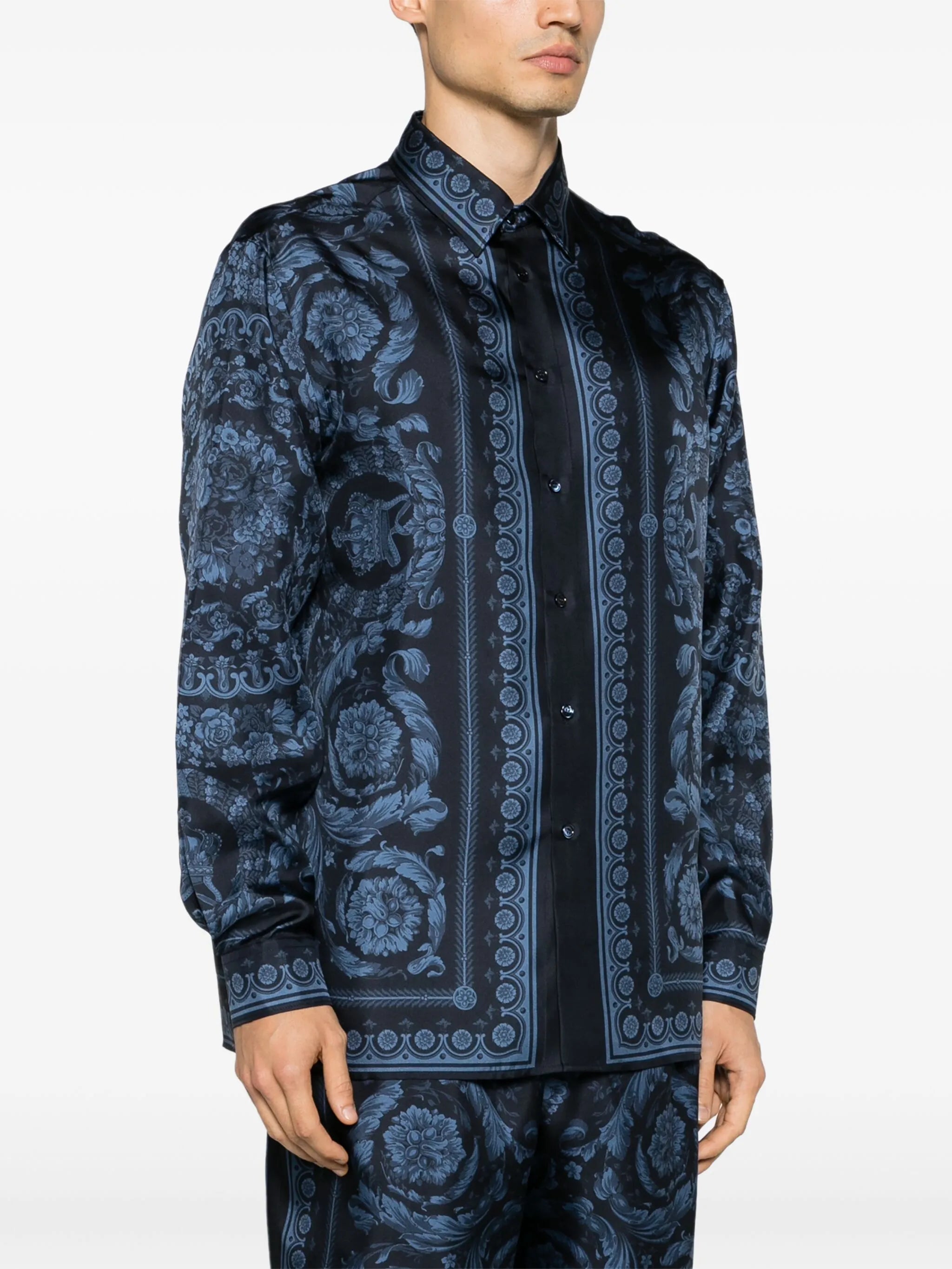 Barroco-print silk shirt