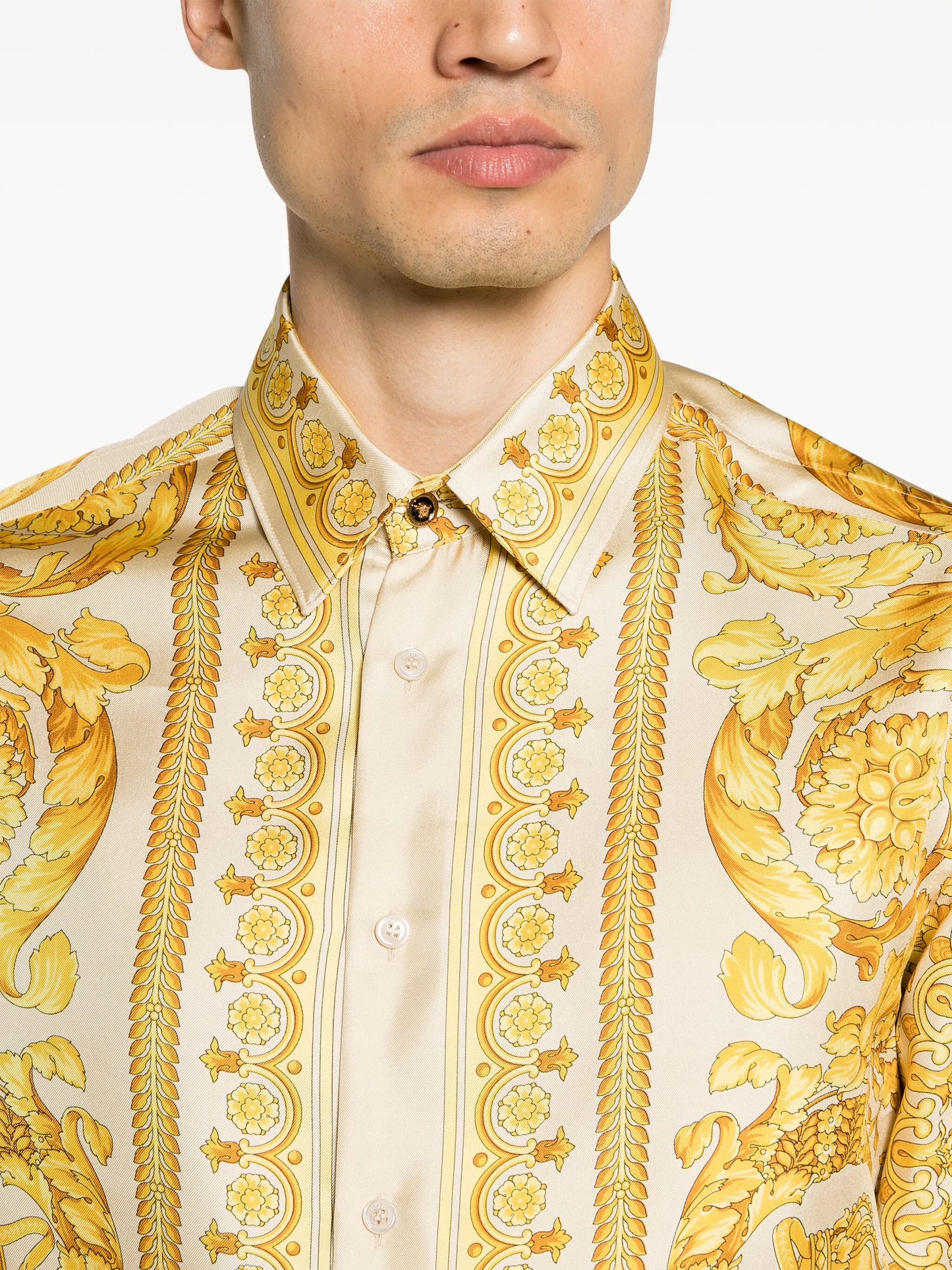 Barocco-print silk shirt