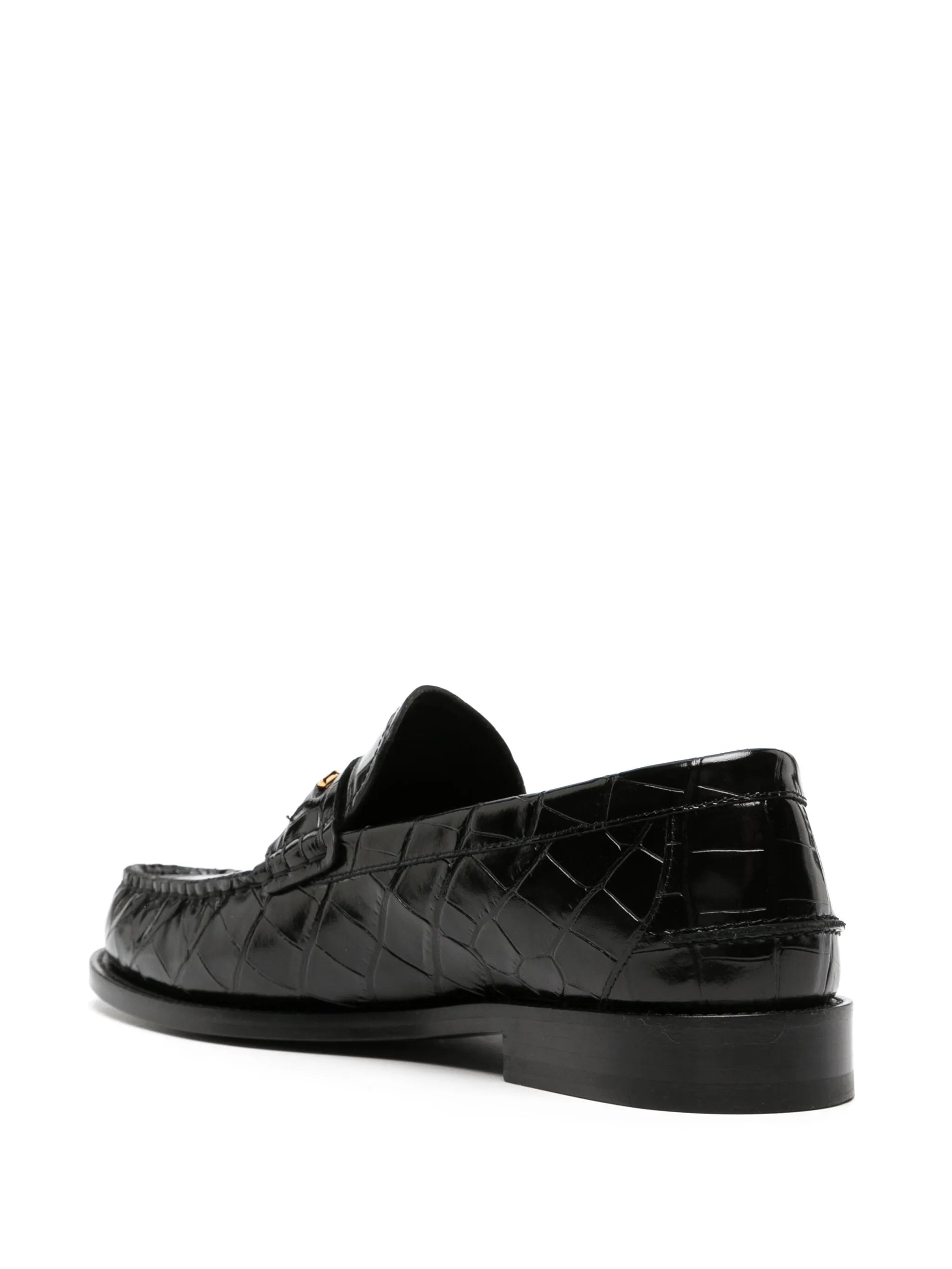 Medusa crocodile-embossed leather loafers