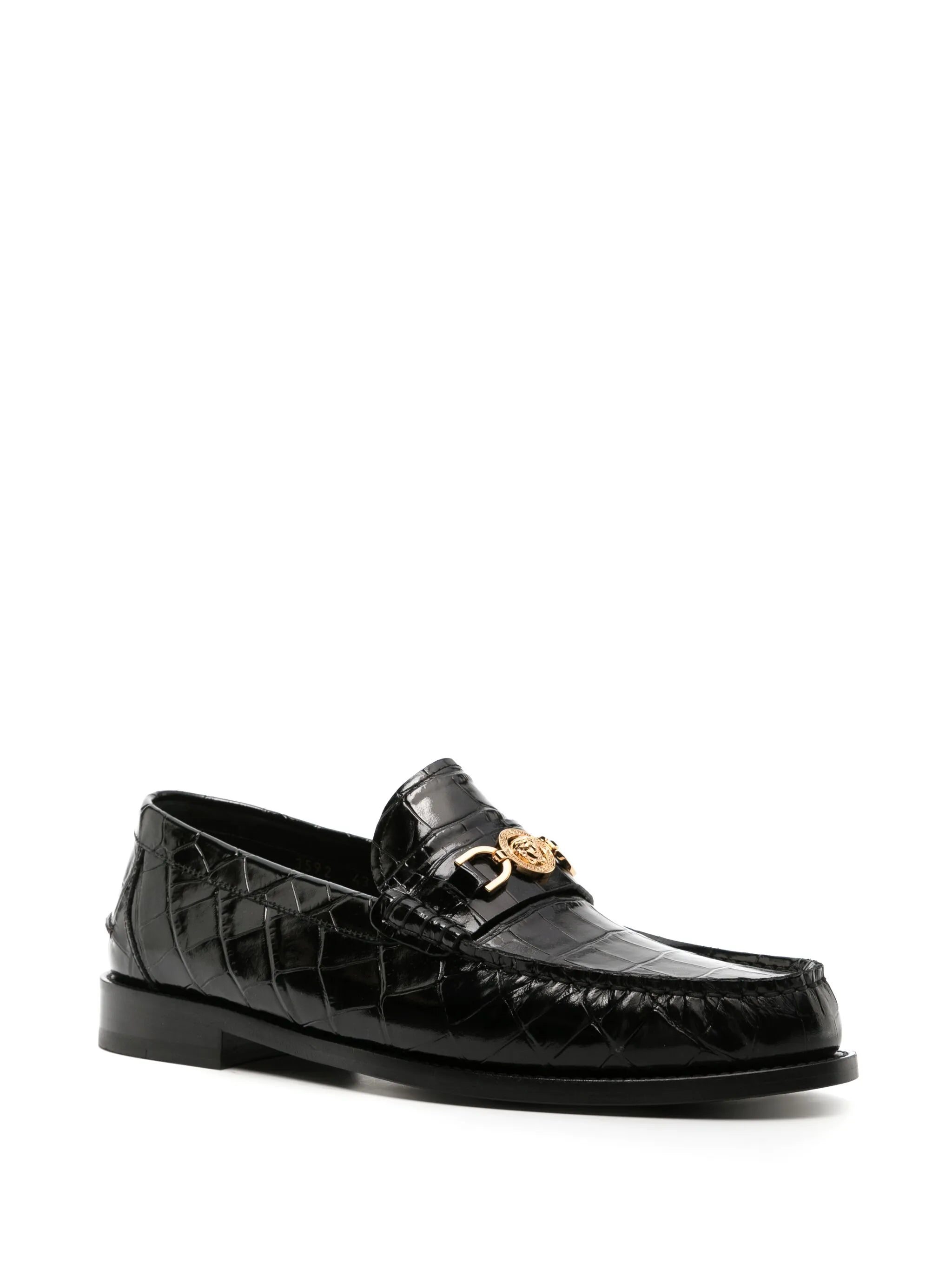 Medusa crocodile-embossed leather loafers