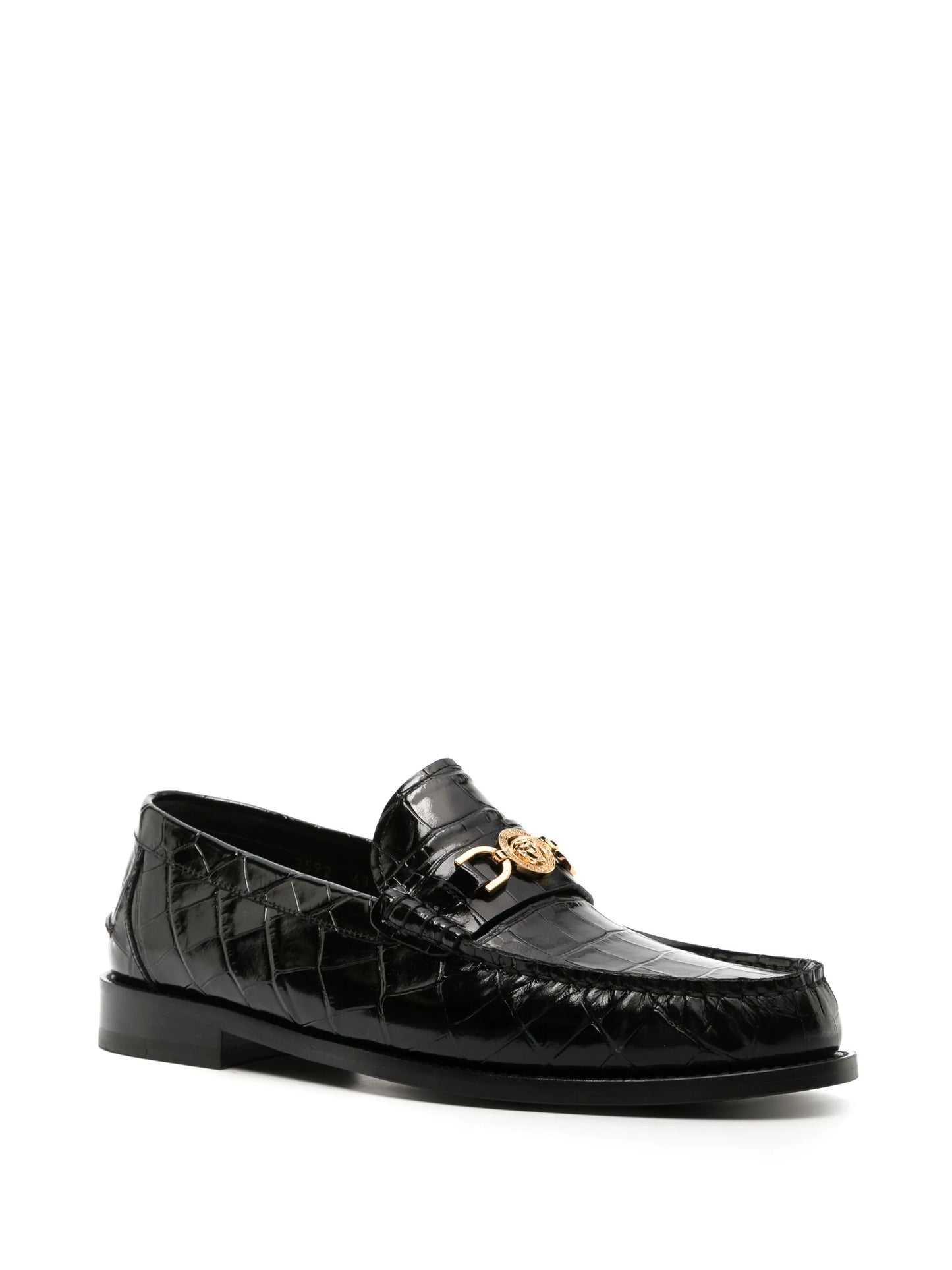 Medusa crocodile-embossed leather loafers