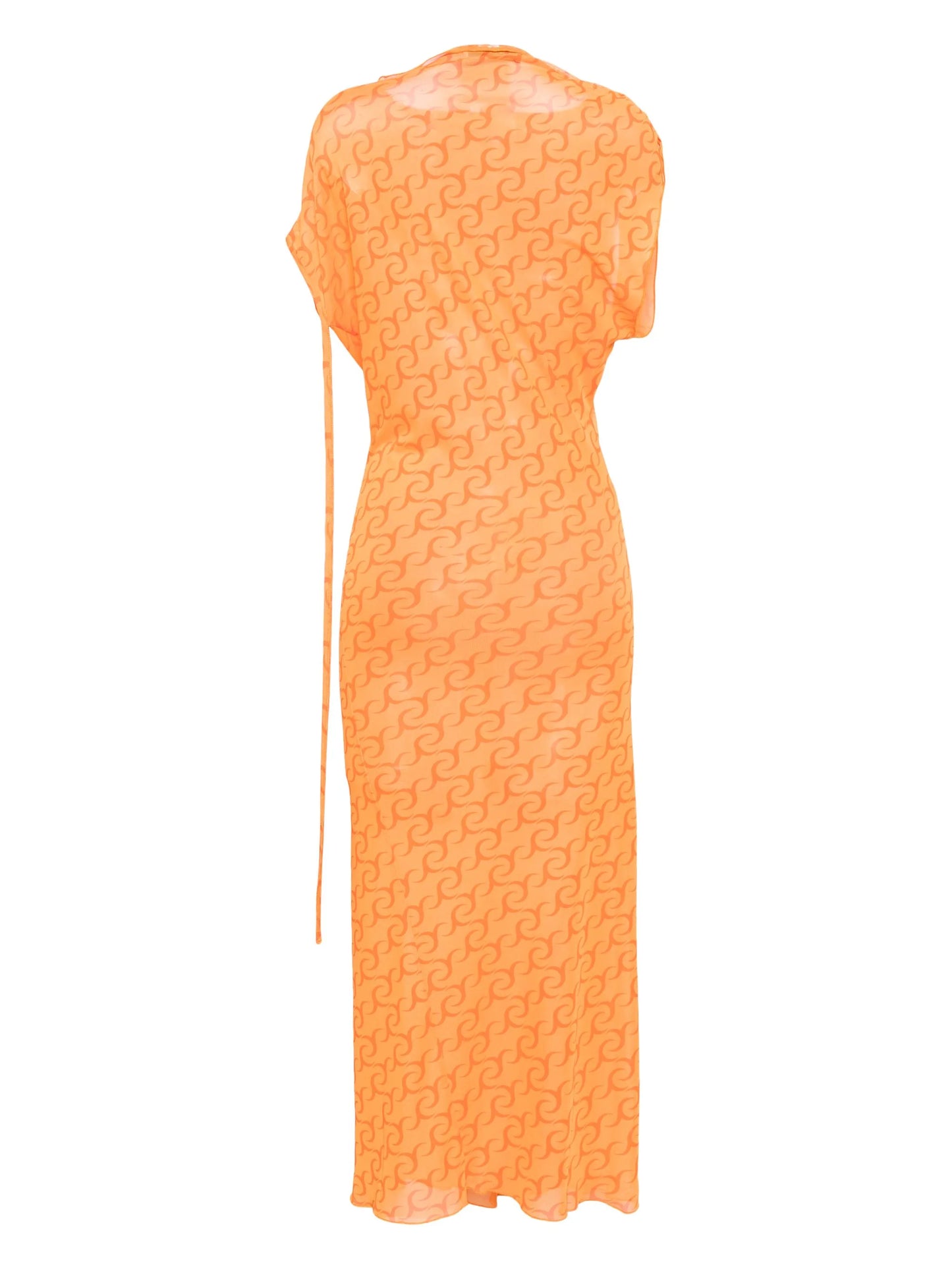 abstract-print mesh midi dress