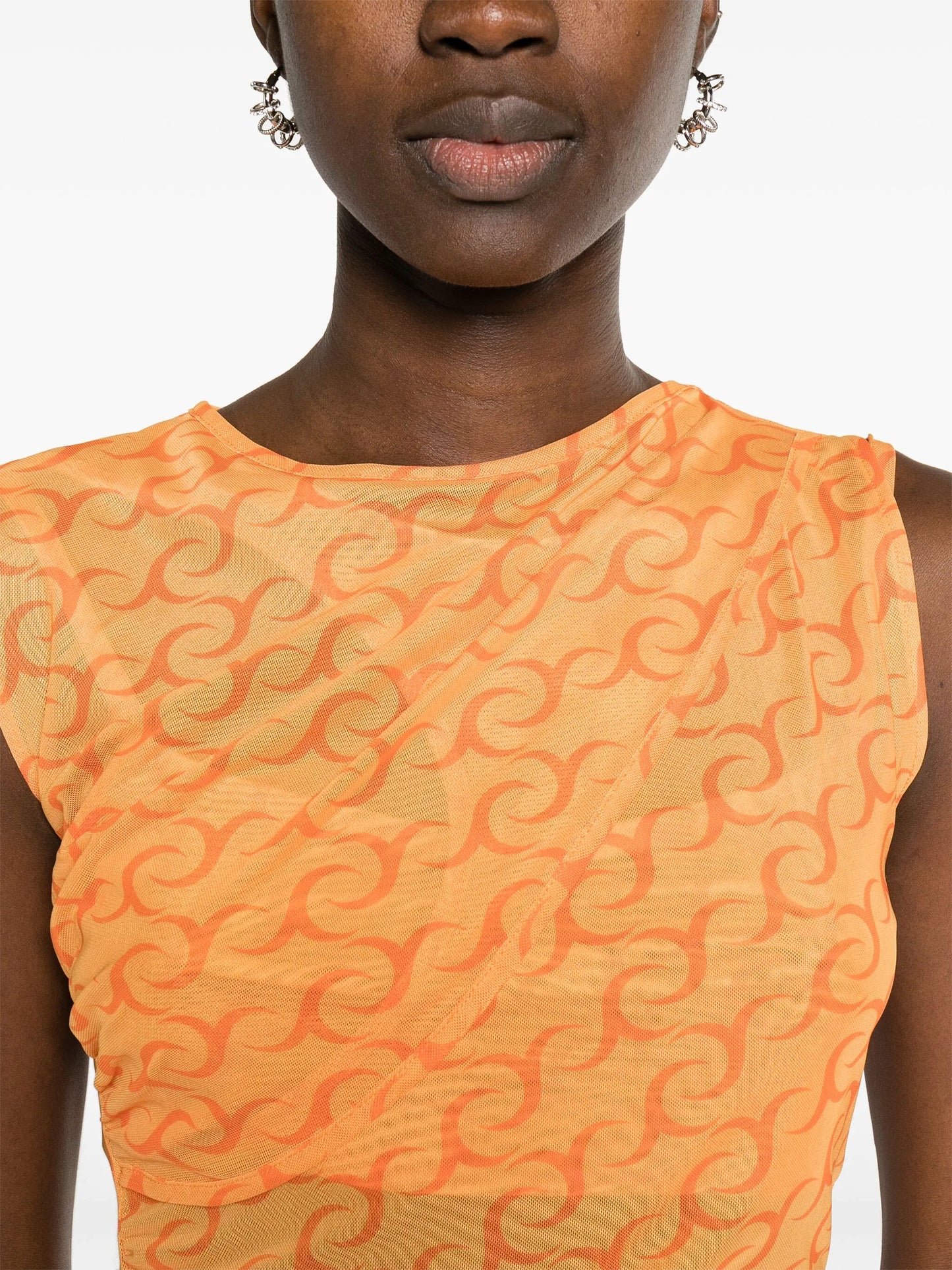 monogram-jacquard asymmetric tank top