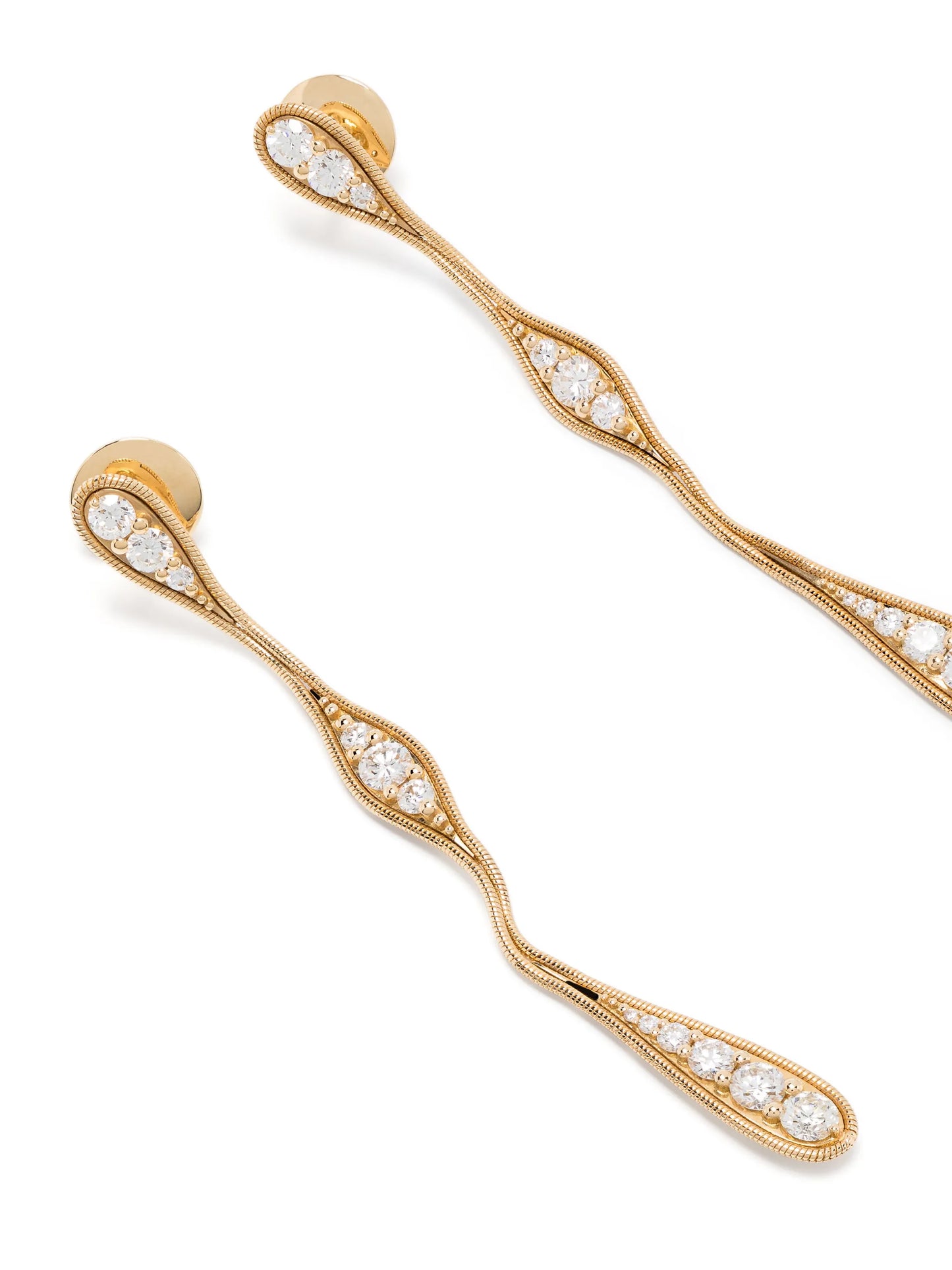 18kt Yellow Gold Fluid diamond drop earrings