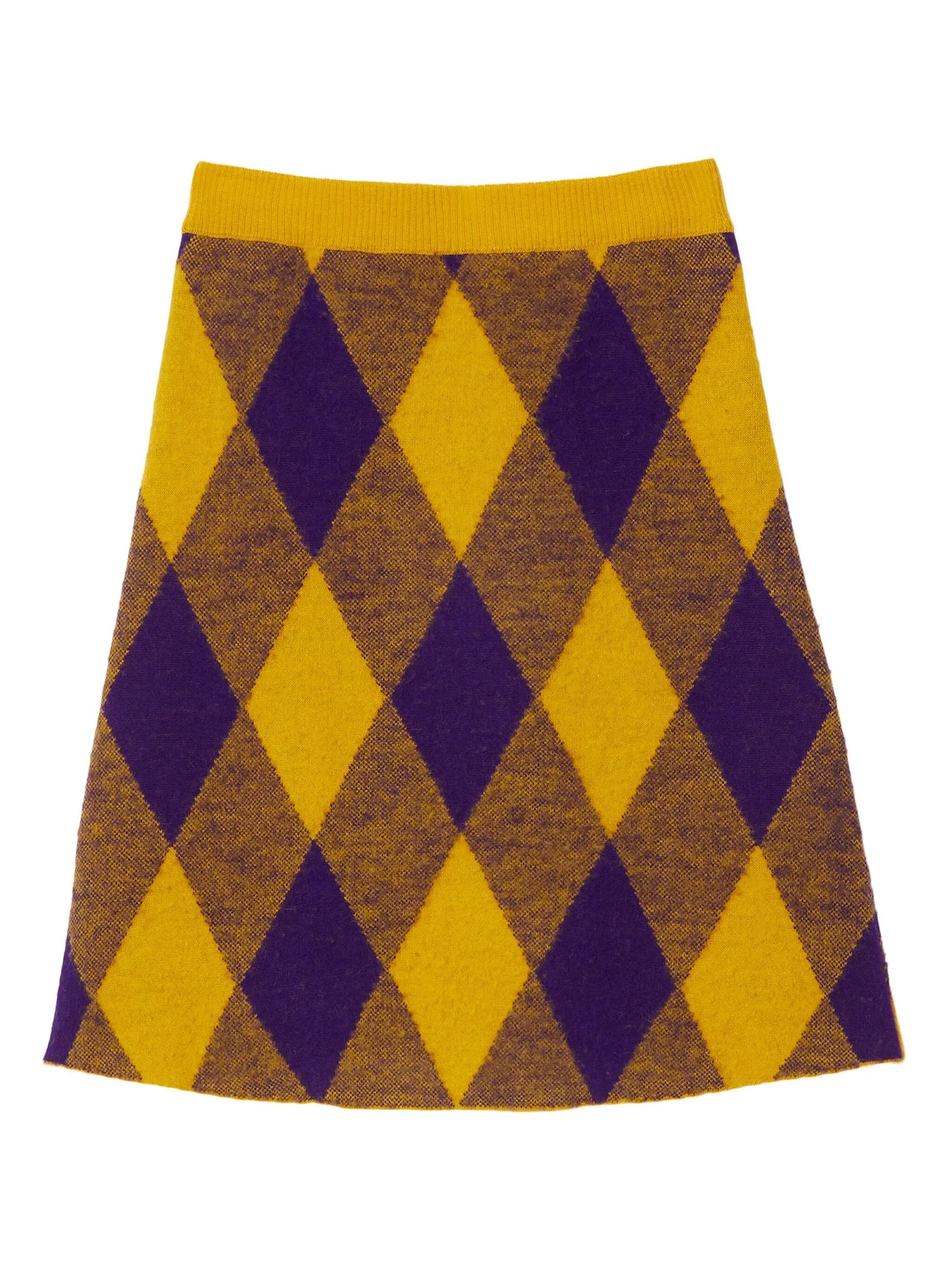 Argyle check-pattern knitted skirt