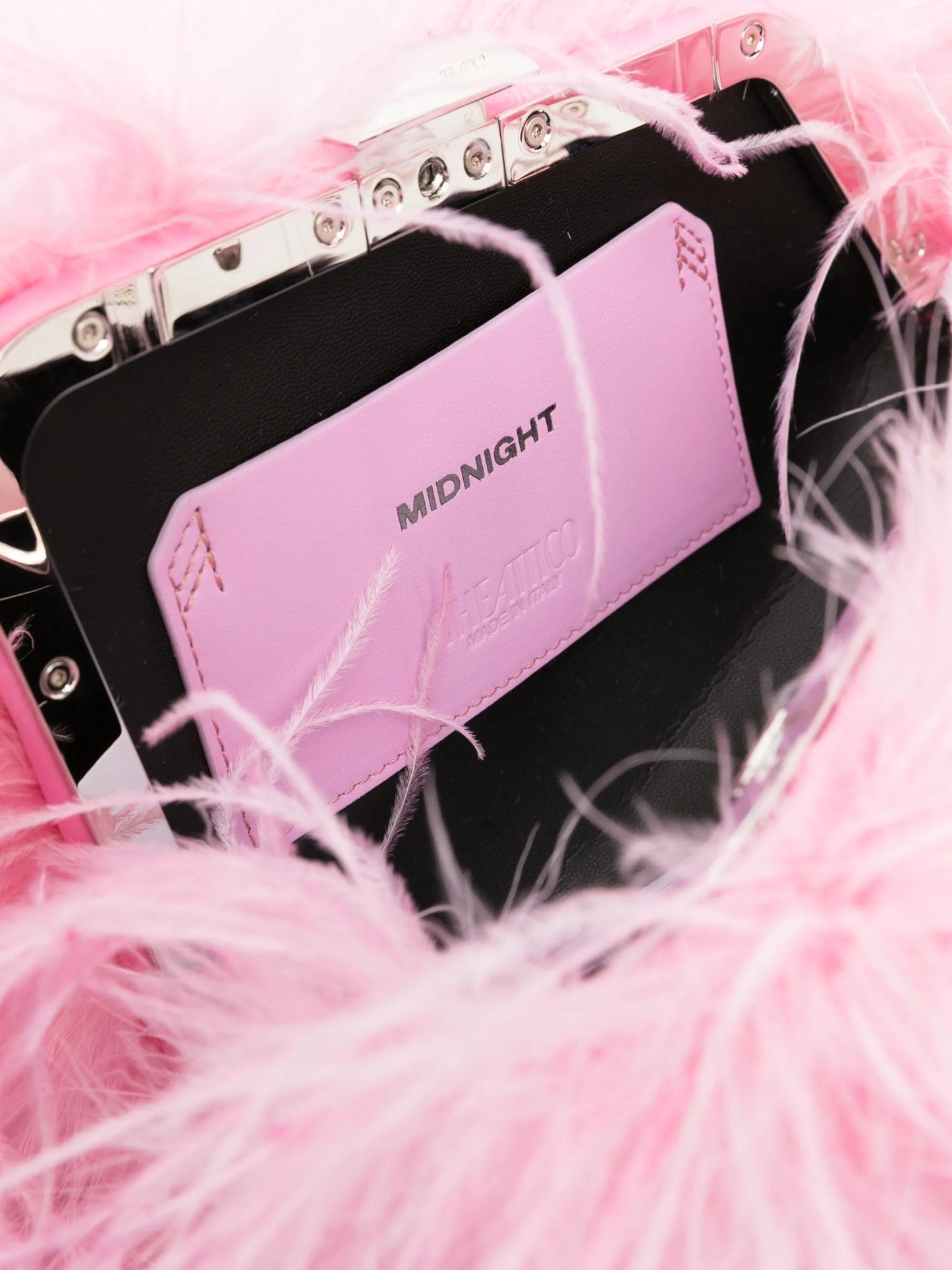 Midnight Satin feathers clutch