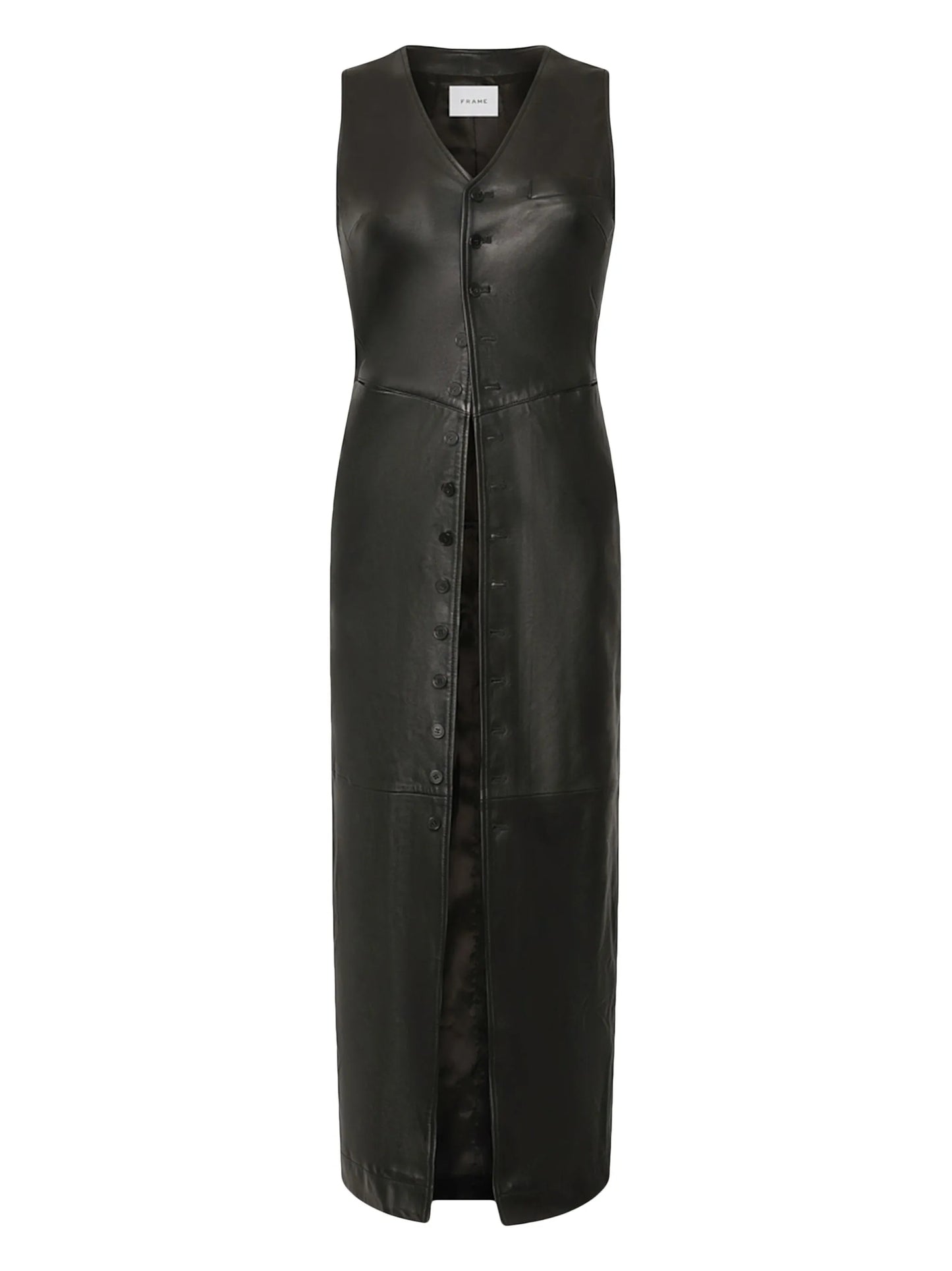 button-down leather midi dress