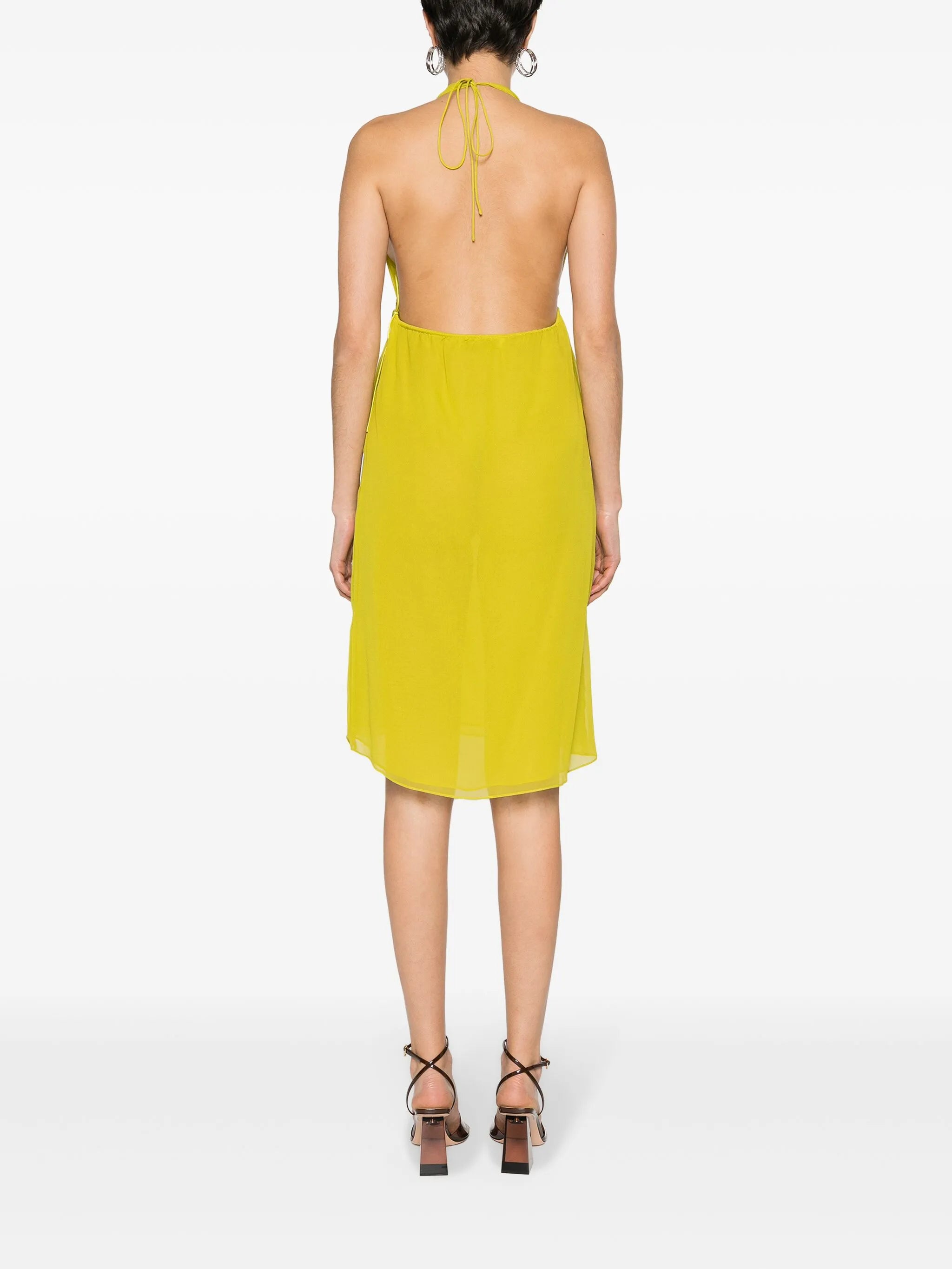 halterneck silk midi dress