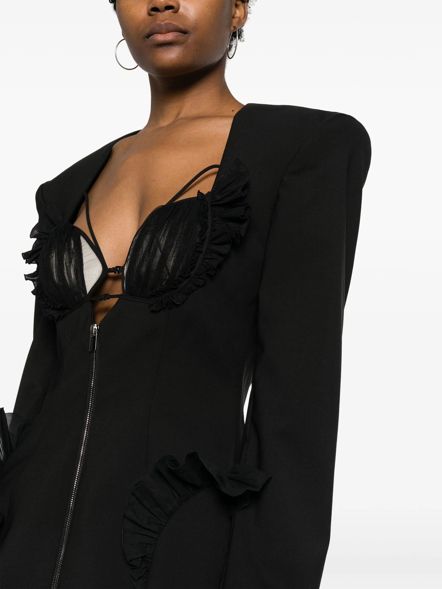 ruffle-detail blazer minidress